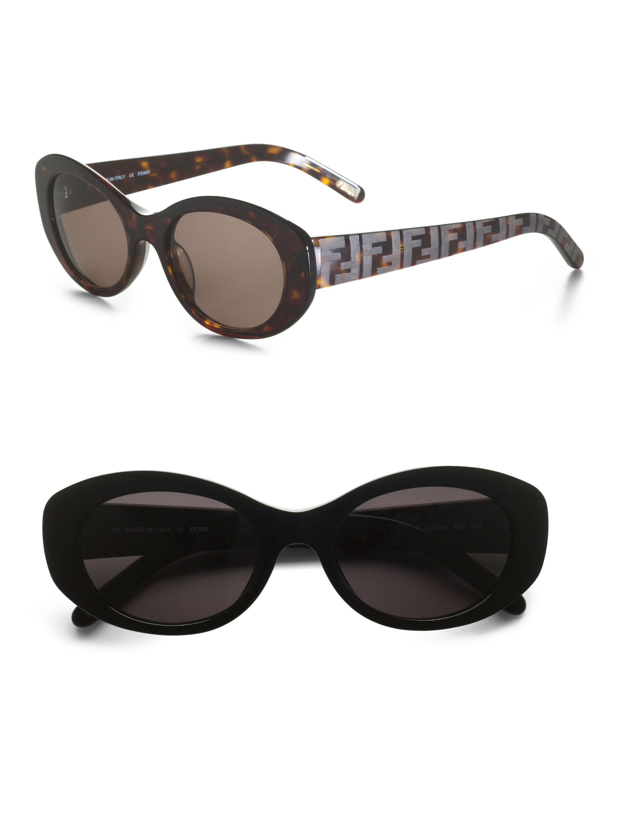 Fendi Logo Temple Sunglasses in Brown Lyst