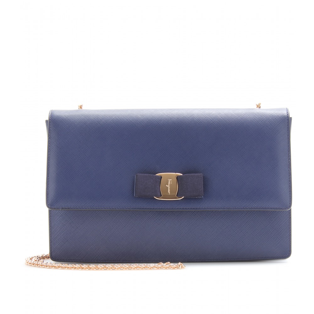Ferragamo Ginny Leather Shoulder Bag in Blue - Lyst