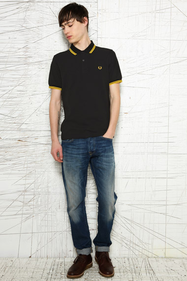 Fred Perry Black Yellow Twin Tip Polo Shirt for Men Lyst UK