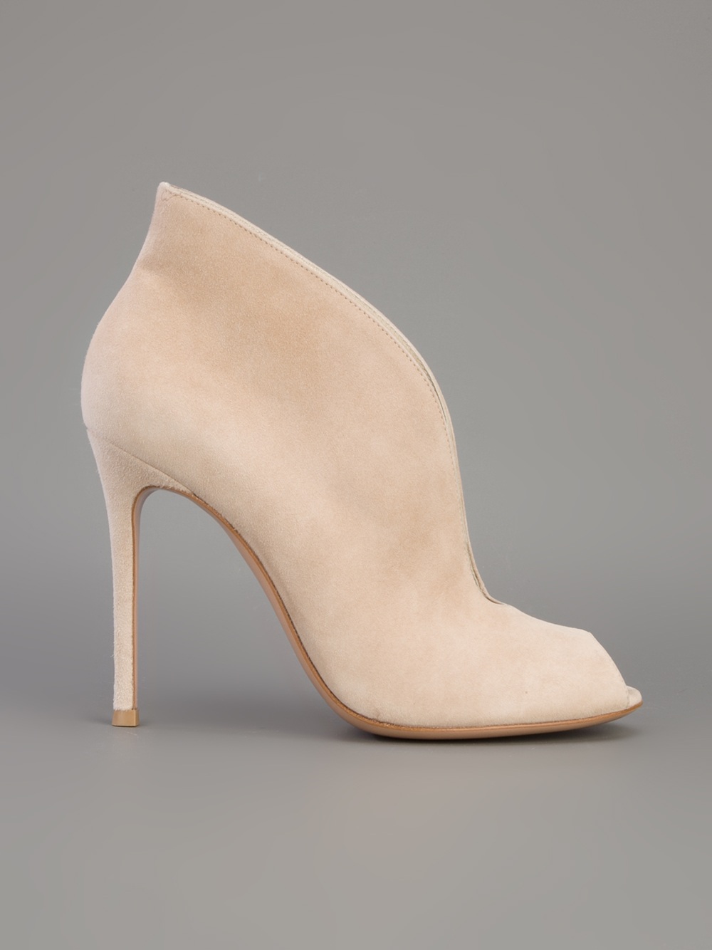 Gianvito Rossi Peep Toe Bootie in Nude 