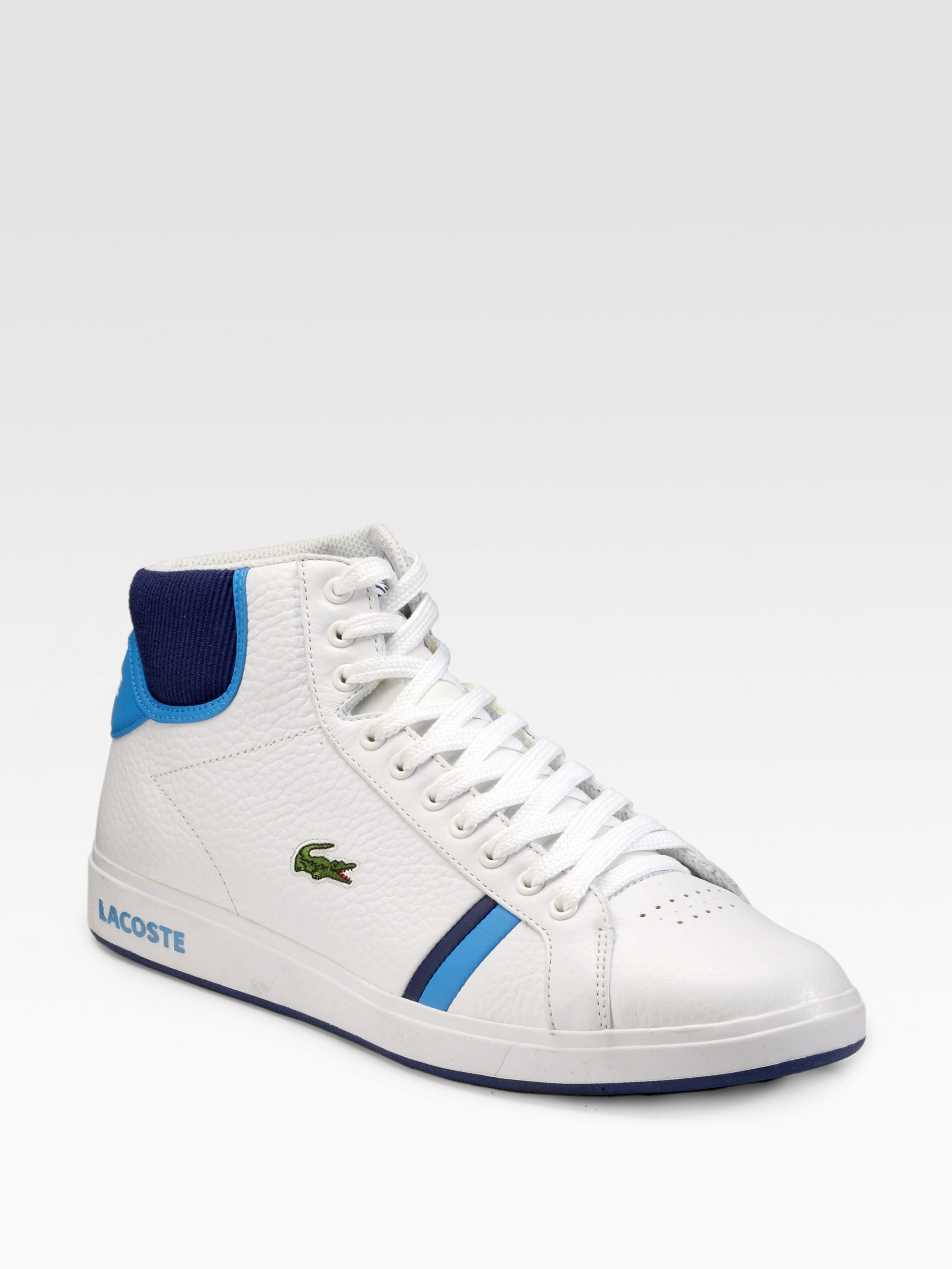 Lacoste Kersley Hightop Sneakers in White for Men (white-blue) | Lyst