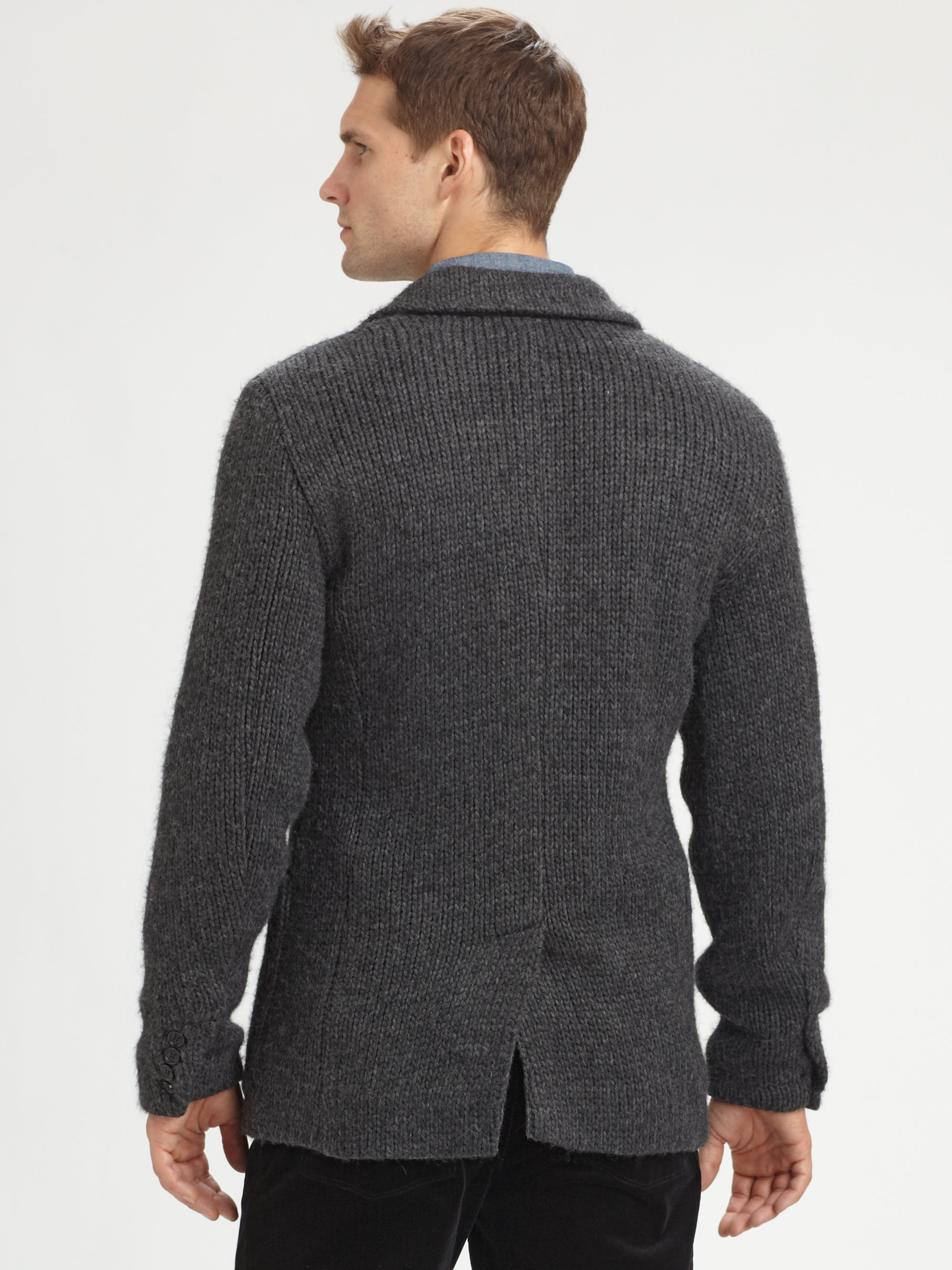 Michael Kors Chunky Knit Blazer in Charcoal (Gray) for Men Lyst