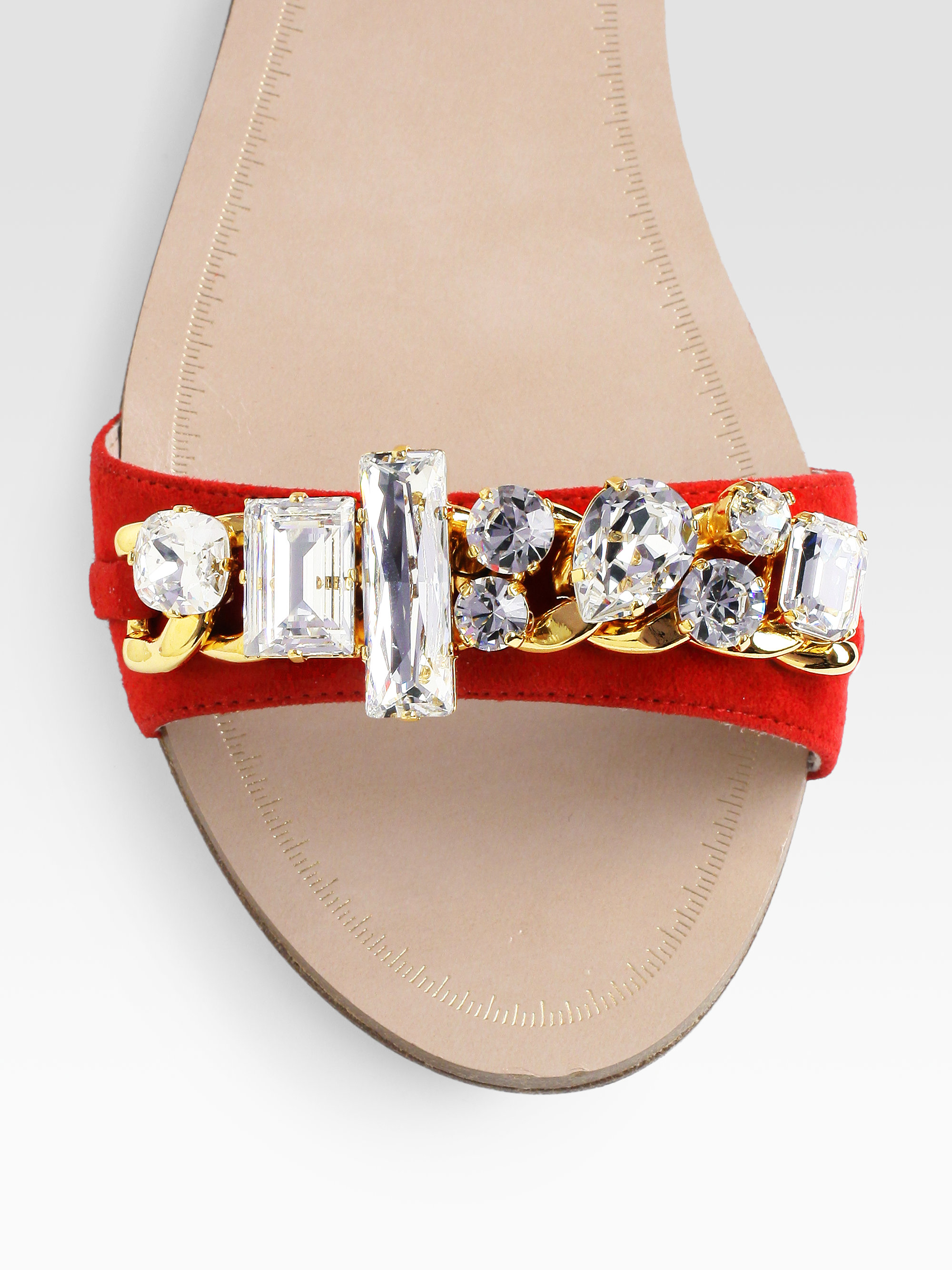 miu miu jeweled flat sandals