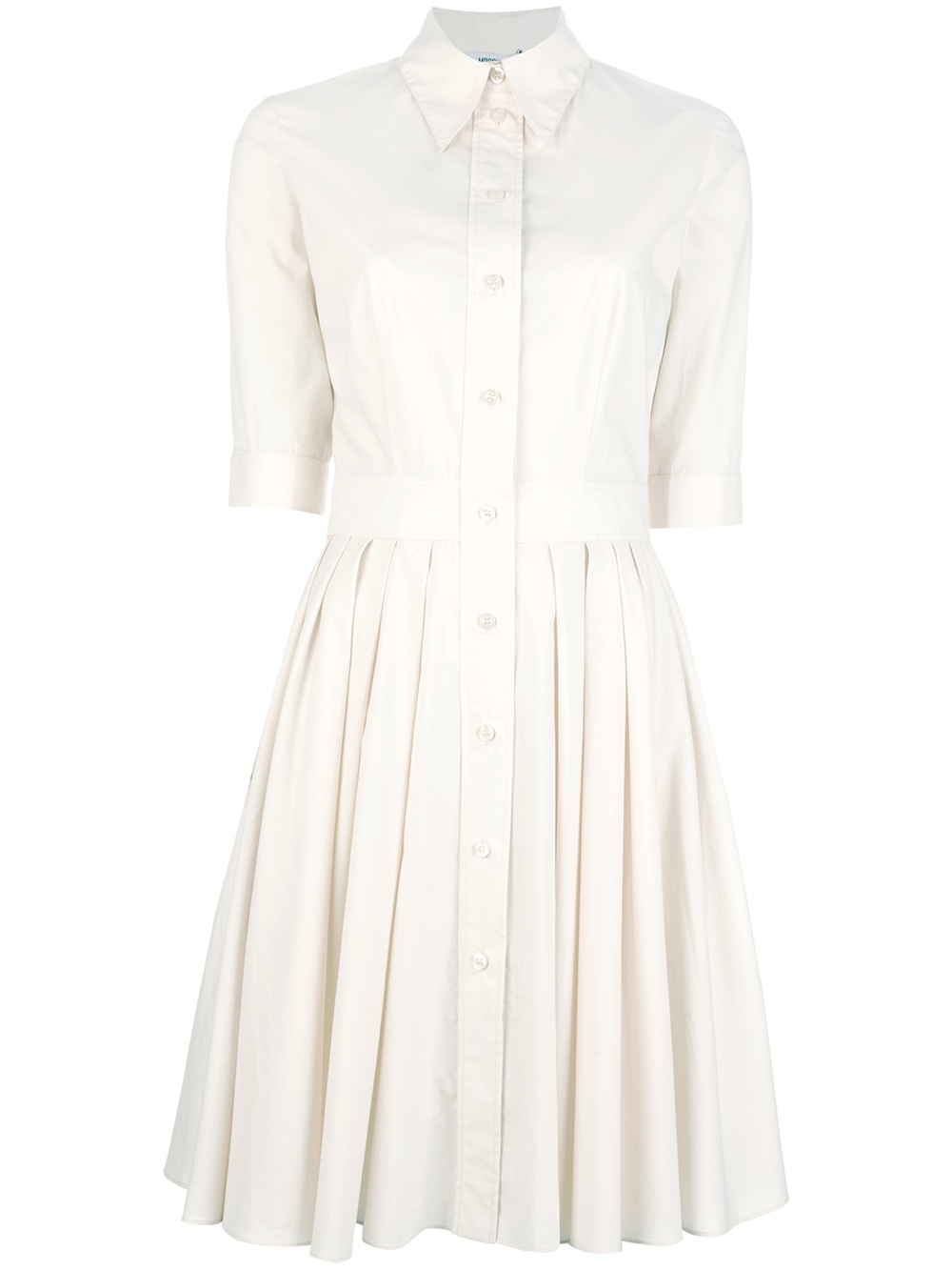 Boutique moschino Pleated Shirt Dress in Beige (cream) | Lyst