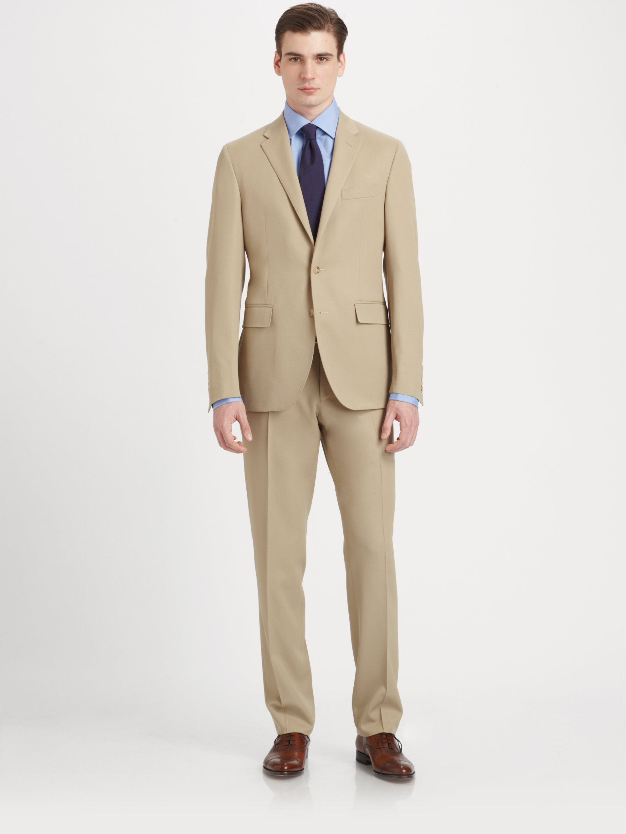 Polo Ralph Lauren Wool Gabardine Suit in Beige (Natural) for Men | Lyst