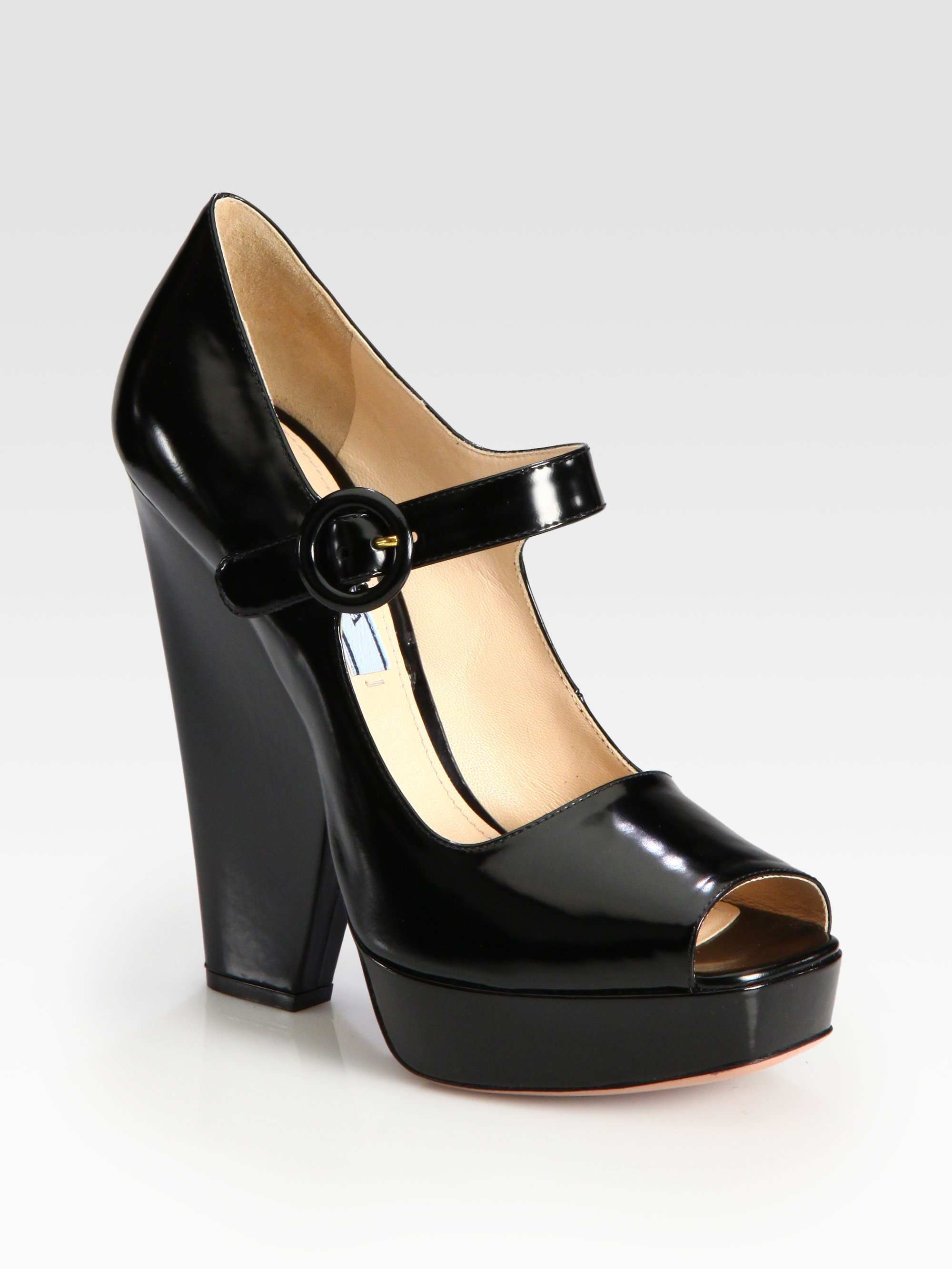 prada patent leather mary jane pumps