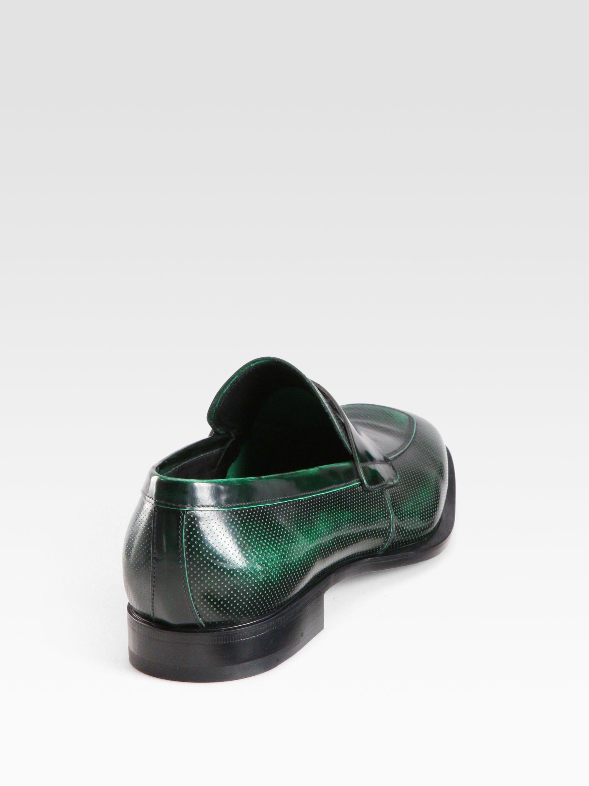 prada loafers green
