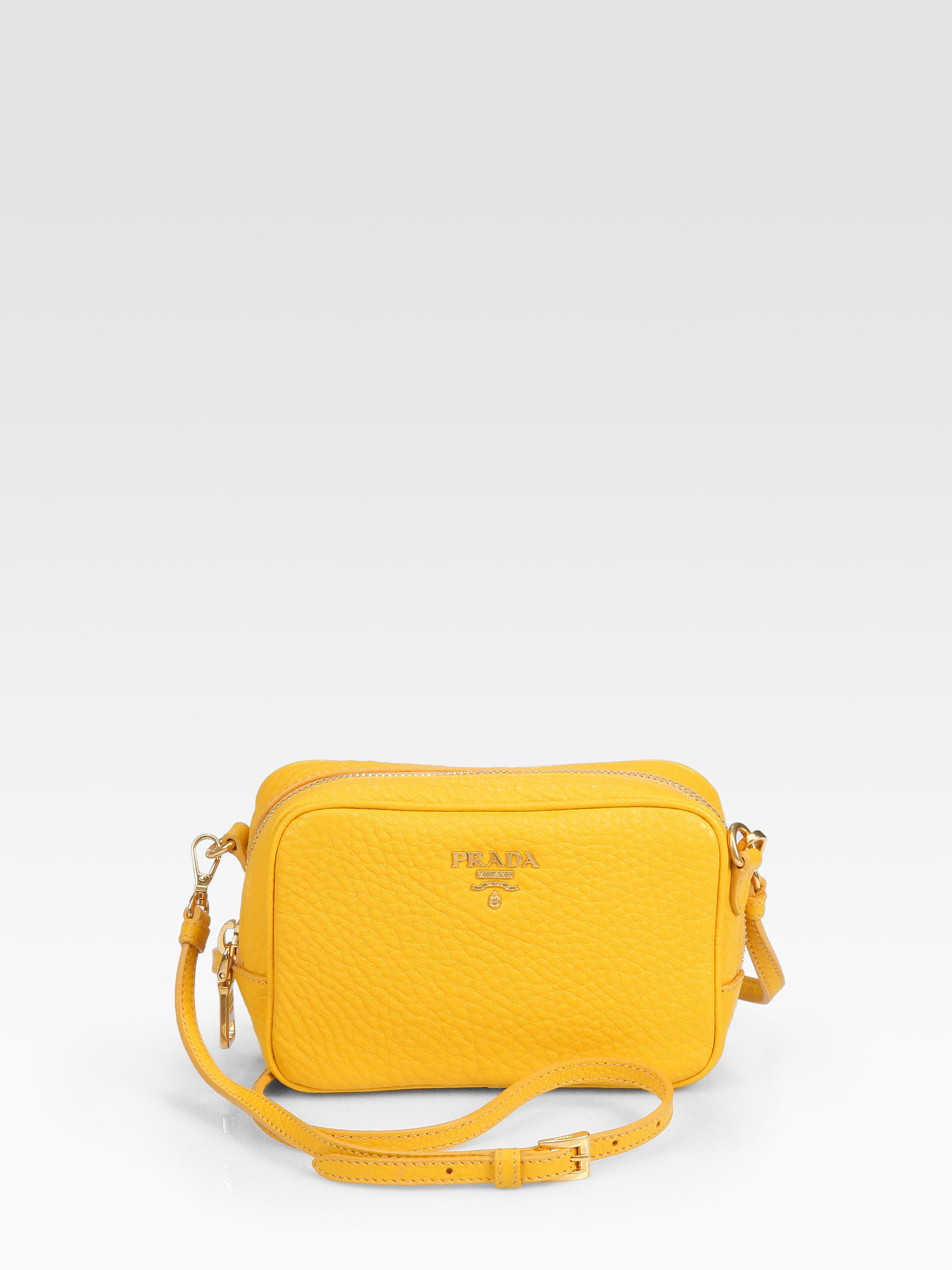 Prada Mini Vitello Daino Crossbody Bag in Yellow Lyst
