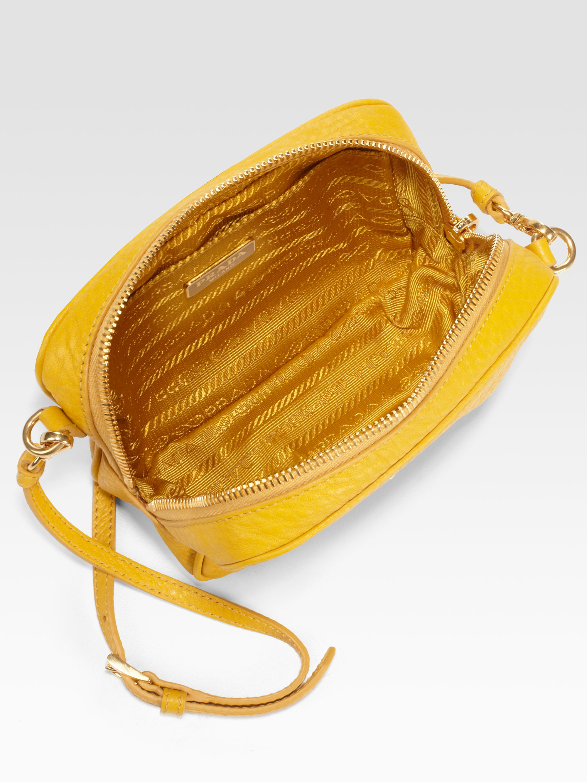 Prada Mini Vitello Daino Crossbody Bag in Yellow Lyst