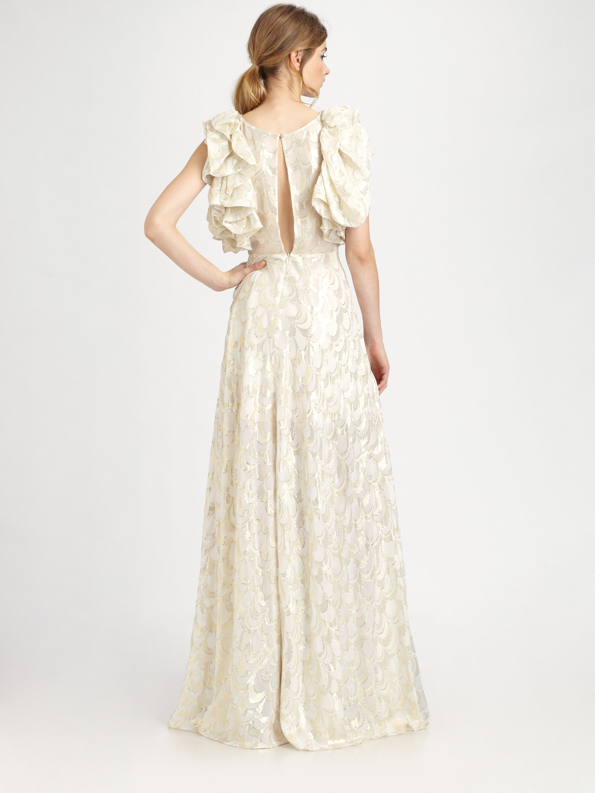 ruffle sleeve gown