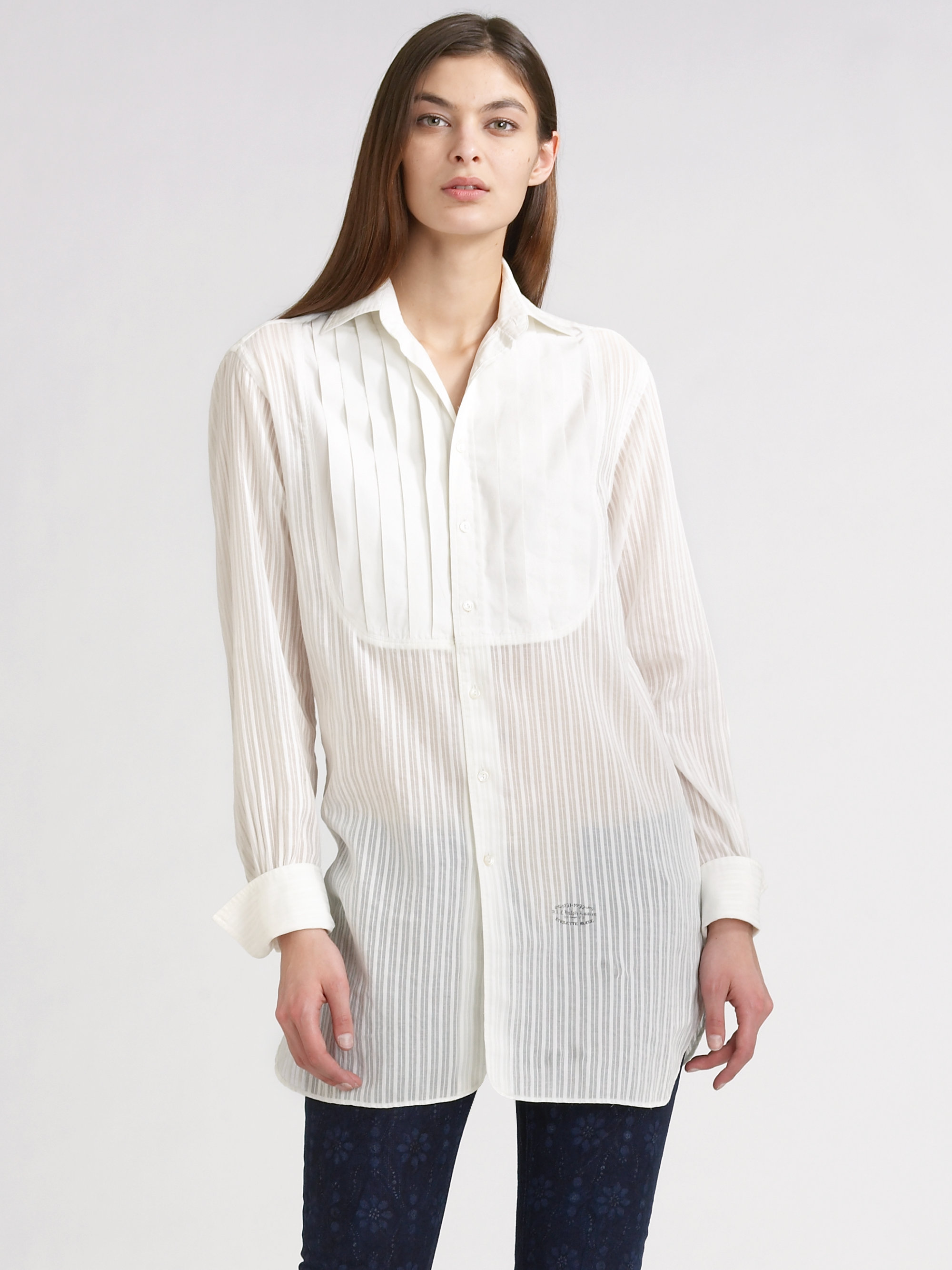 Lyst Ralph Lauren Blue Label Alisha Tuxedo Shirt in White