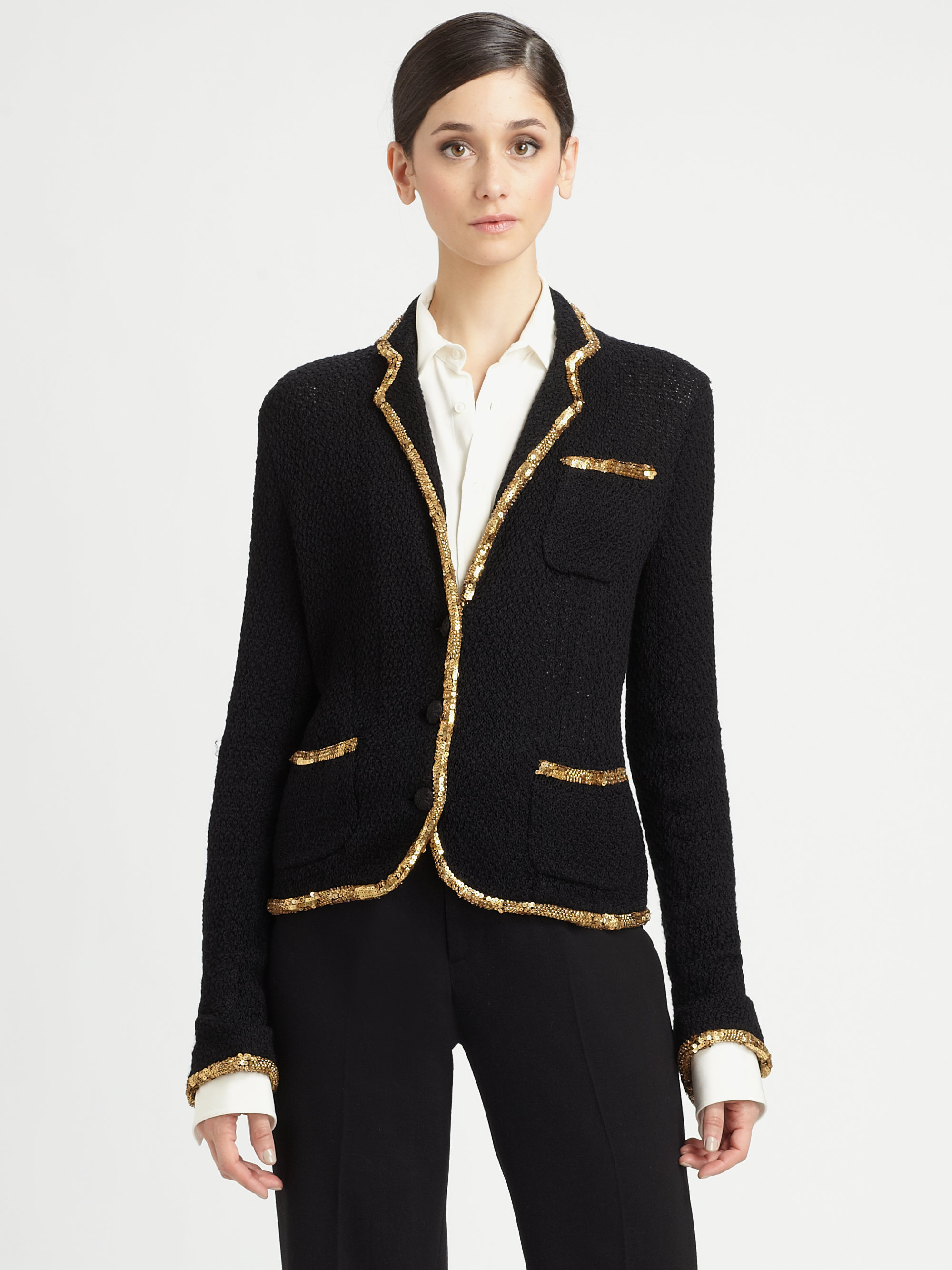 Lyst Ralph Lauren Collection Sequined Cricket Jacket in Black