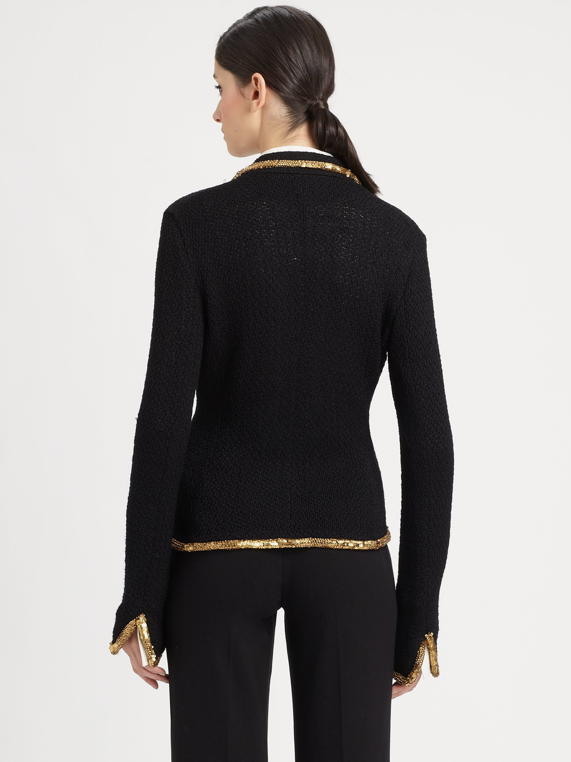 Ralph Lauren Collection Sequined Cricket Jacket in Black Gold (Black