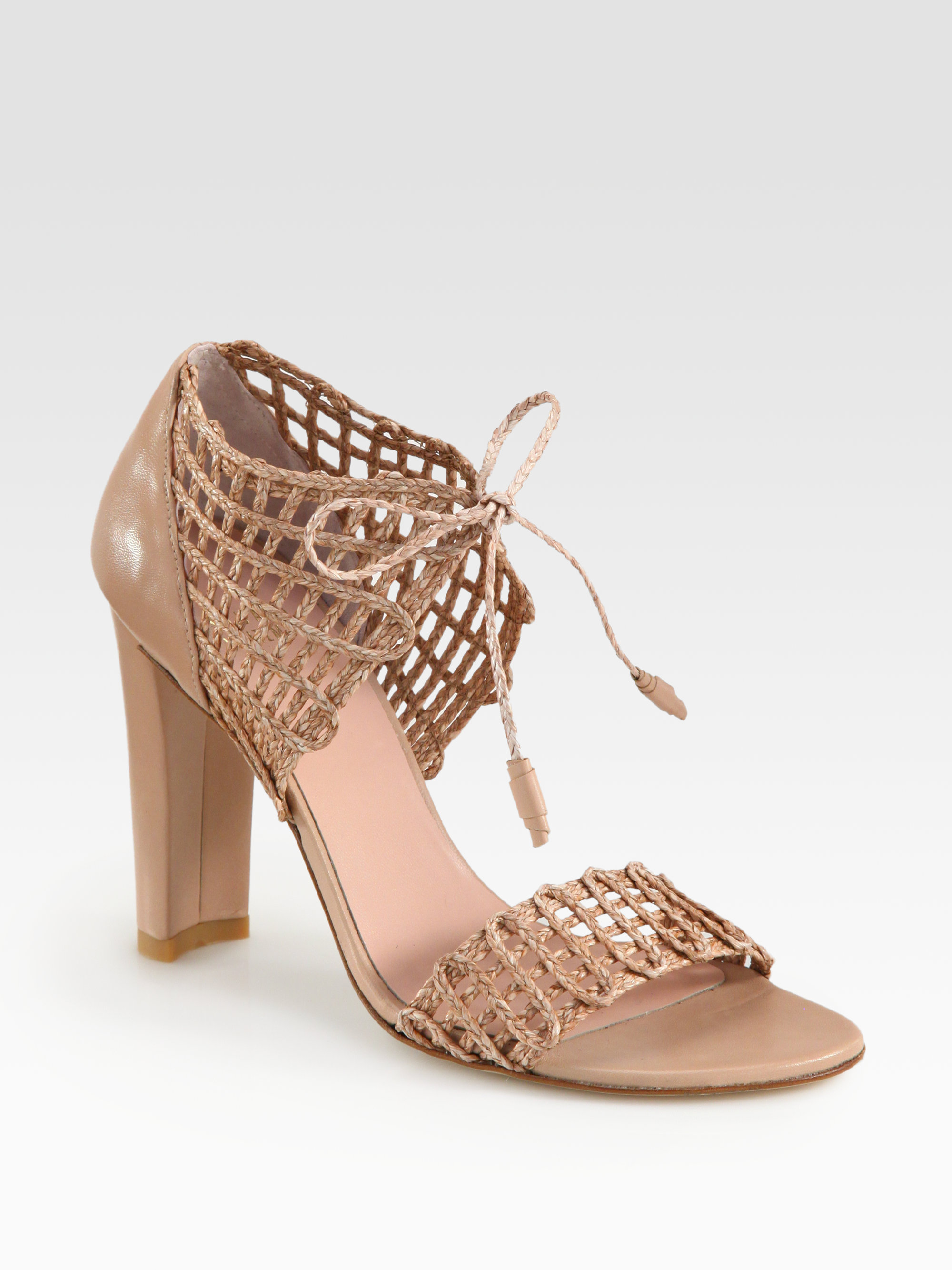 stuart weitzman sierra woven leather flat sandals