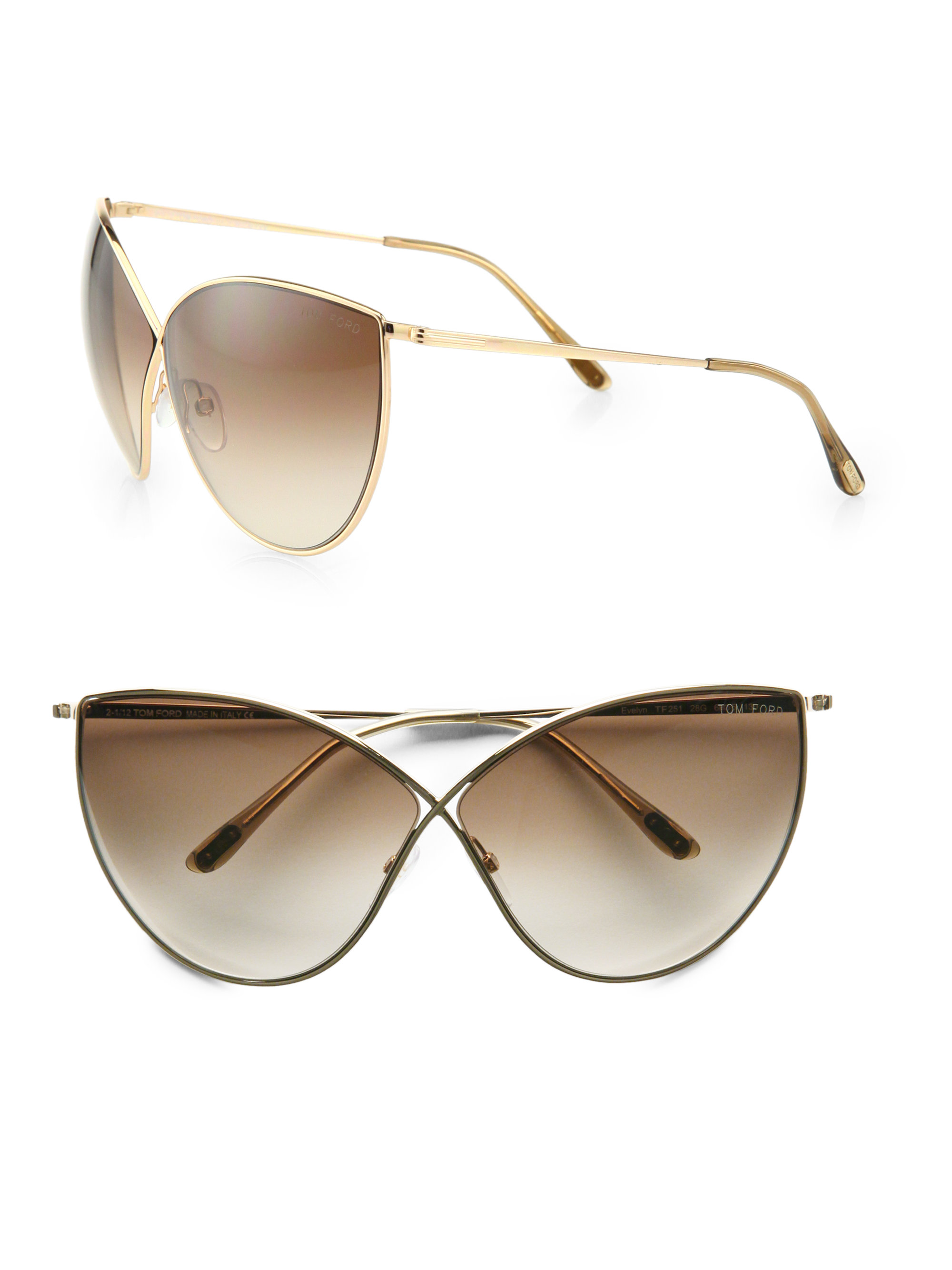 Ford Evelyn 66Mm Cat'S-Eye Sunglasses/Gold in Metallic