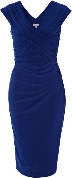 Untold Cross Front Sleeveless Jersey Dress in Blue | Lyst