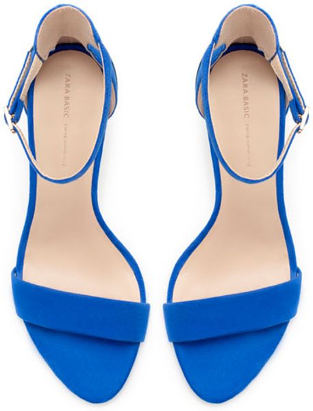 Zara Combination High Heel Sandals in Blue | Lyst
