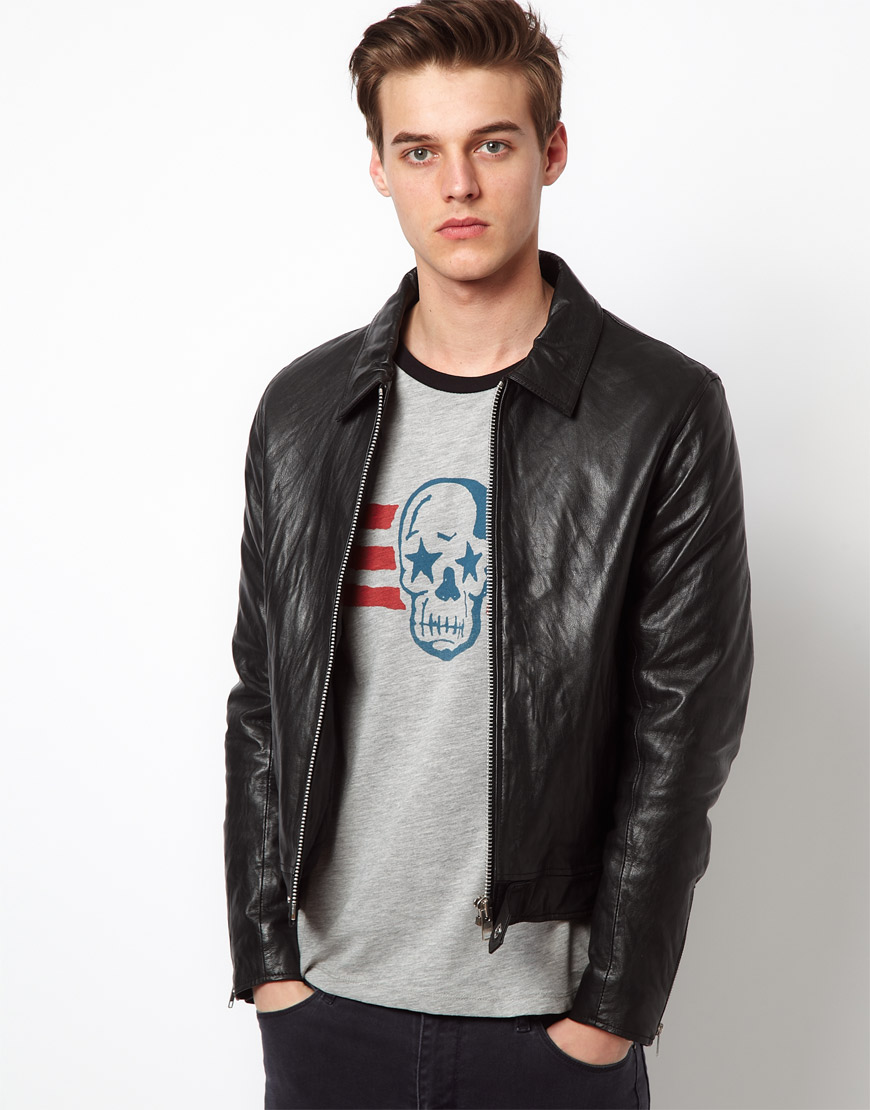 Lyst - Asos Leather Jacket in Black for Men