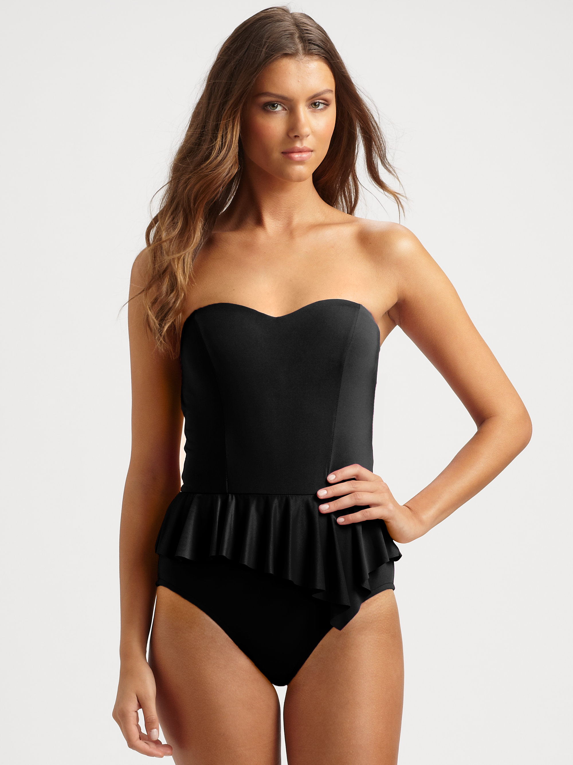 black peplum swimsuit