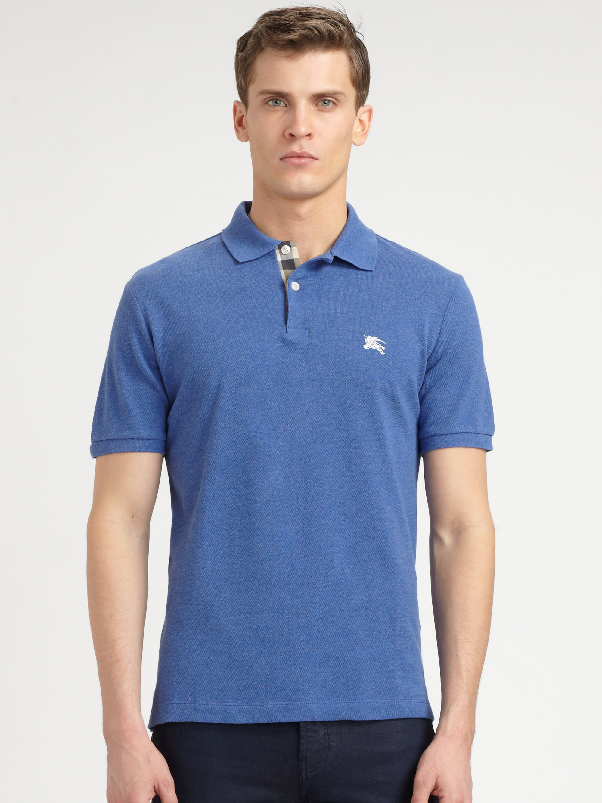 Burberry Brit Cotton Polo Shirt in Blue for Men - Lyst