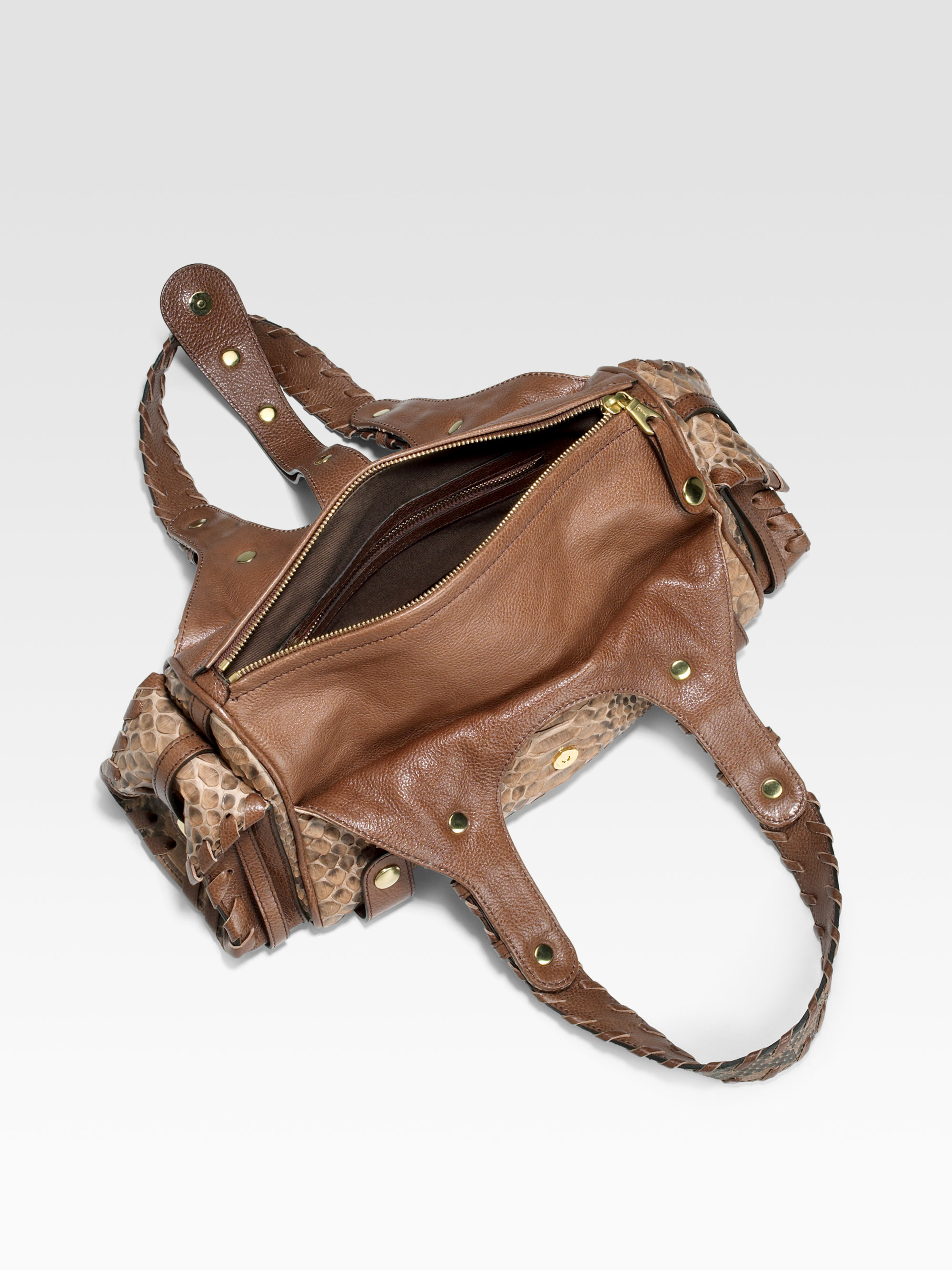 Chlo Silverado Python Shoulder Bag in Brown (tan) | Lyst  