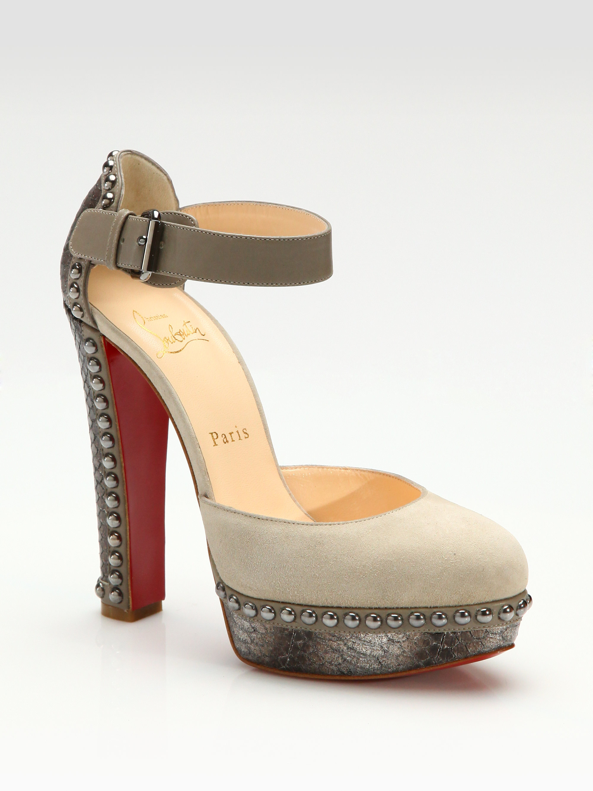 christian louboutin platform pumps Beige covered heels | cosmetics ...