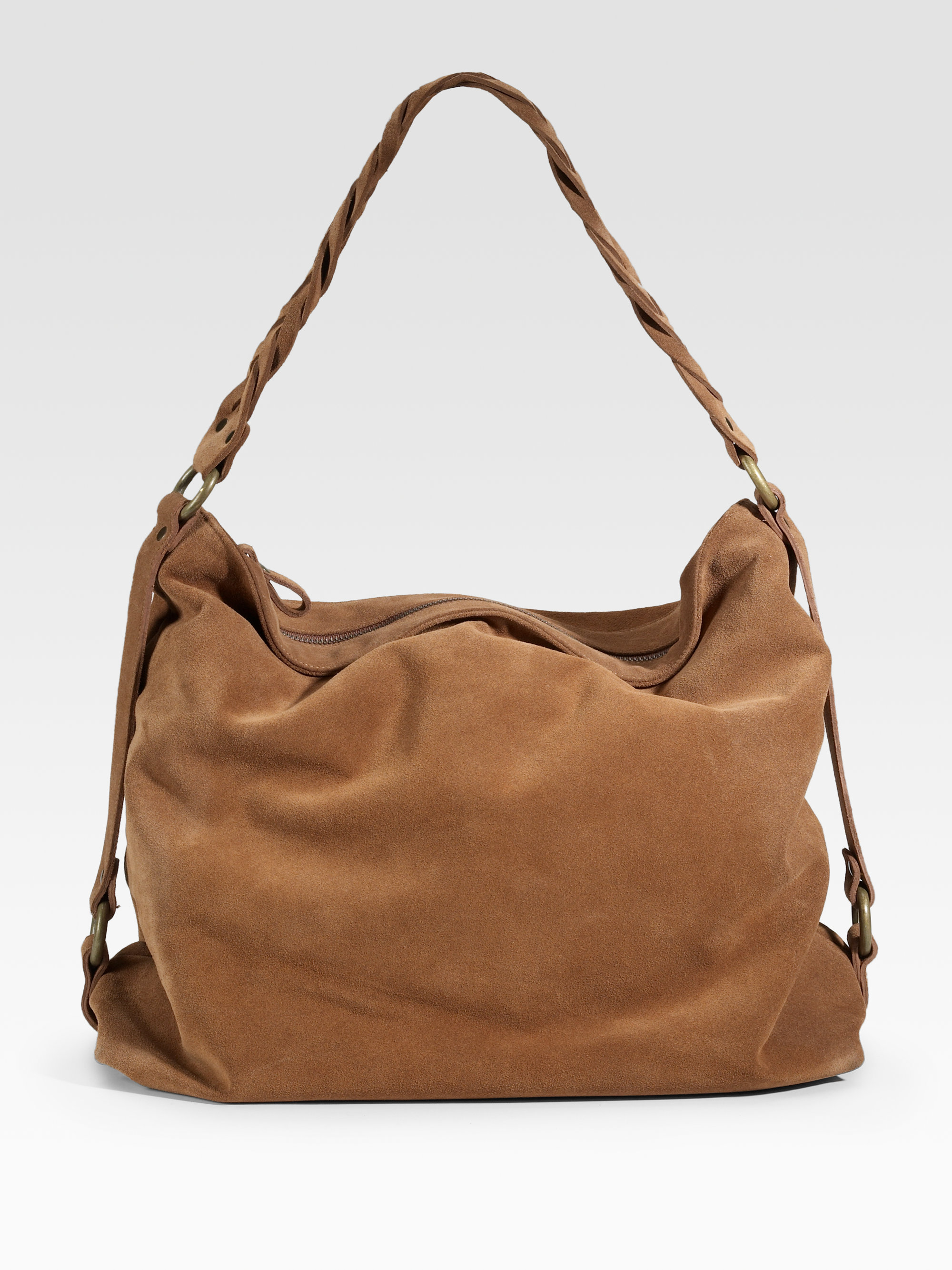Eileen Fisher Large Suede Hobo in Brown (camel) | Lyst