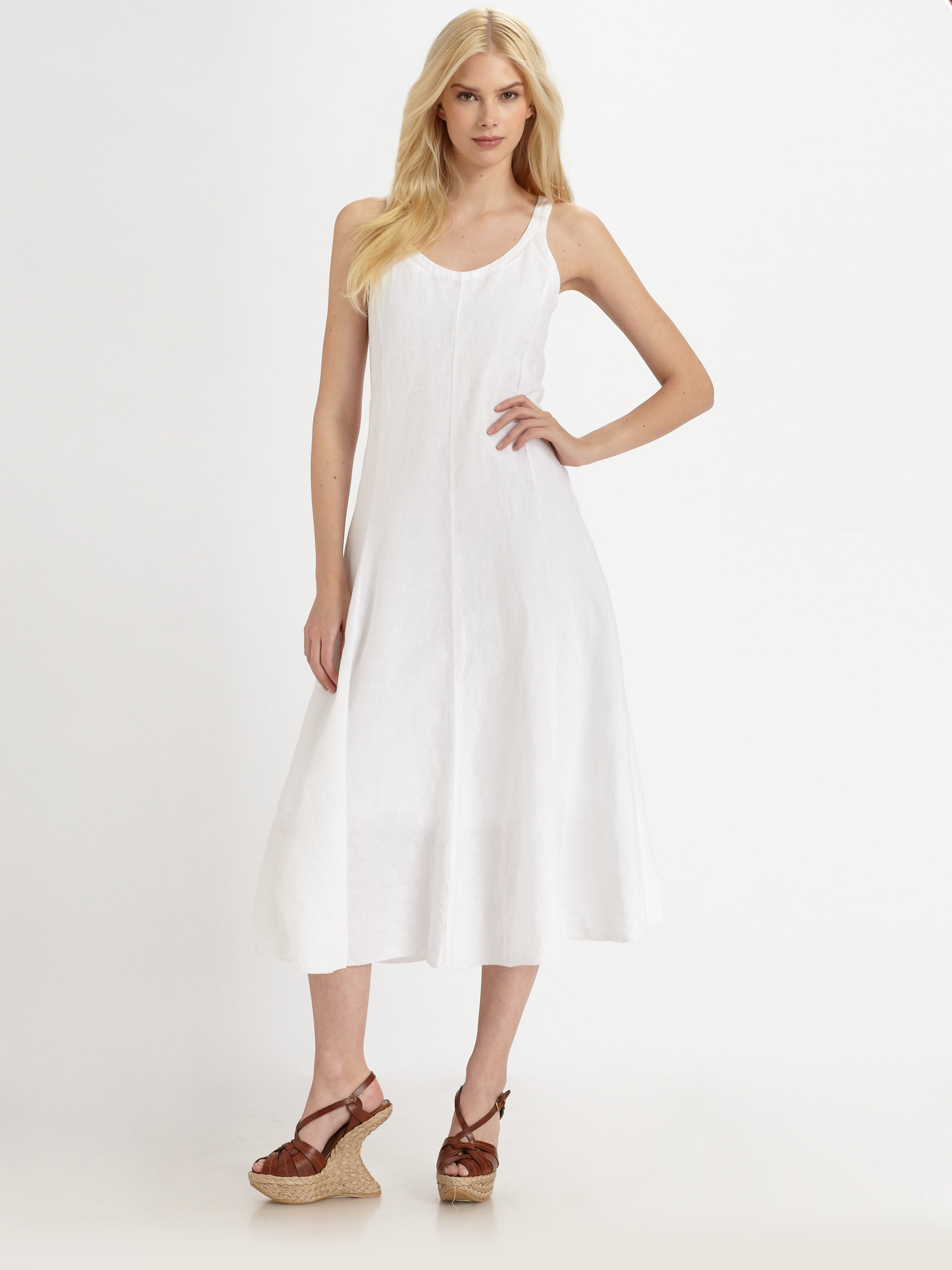 Lyst - Eileen Fisher Handkerchief Linen Dress in White