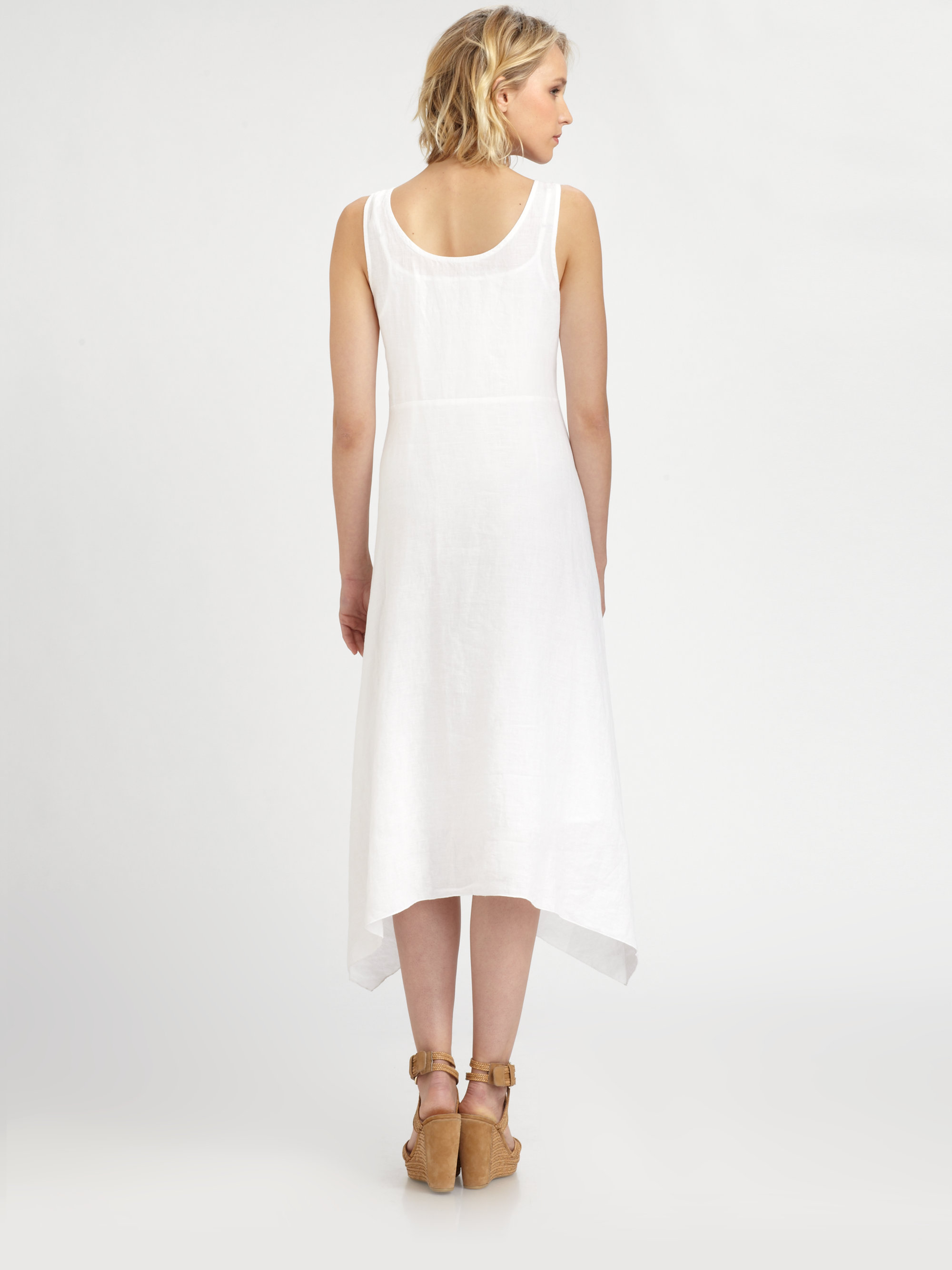Eileen Fisher Irish Linen Sleeveless Dress in White | Lyst