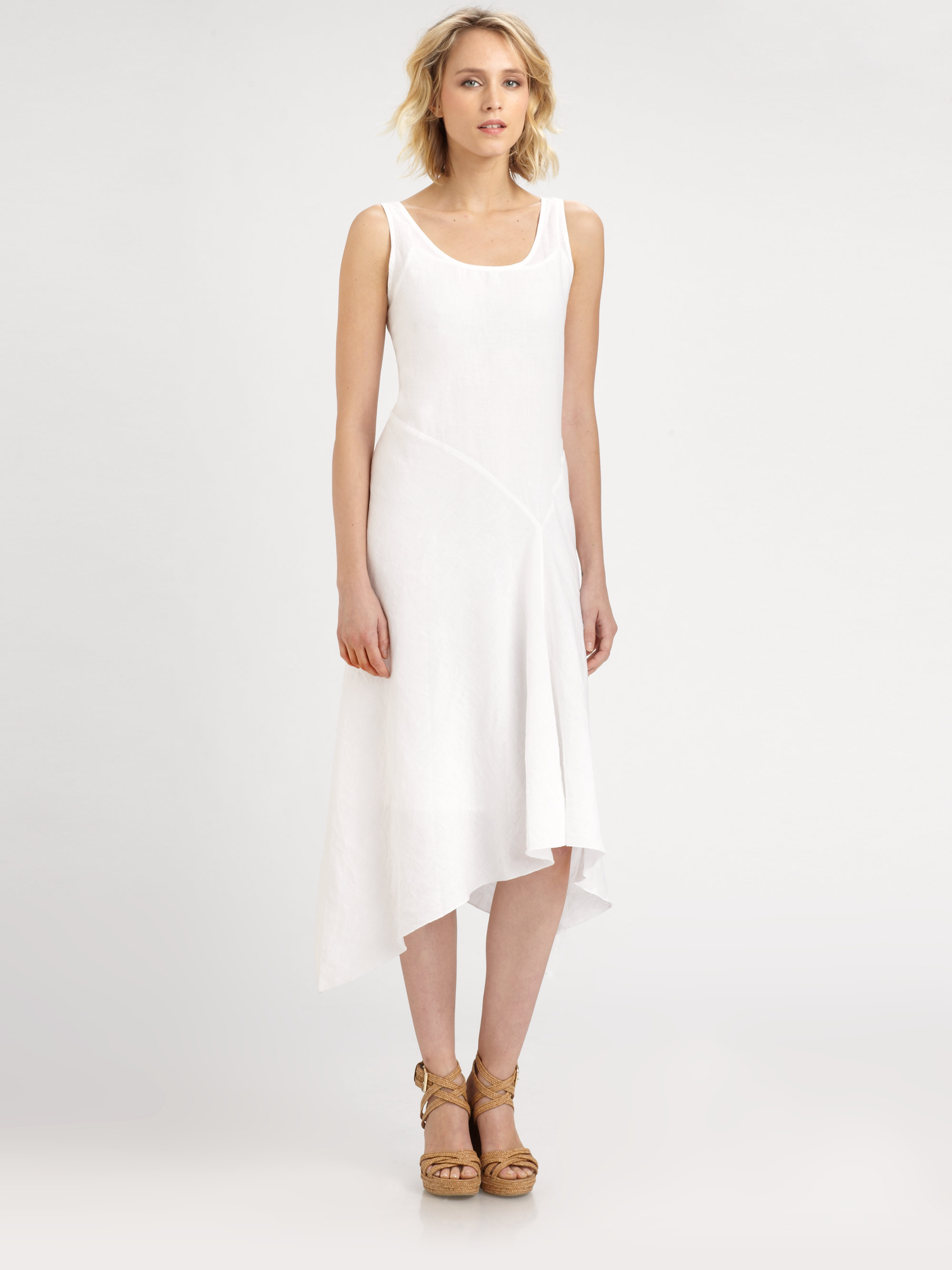 Lyst - Eileen Fisher Irish Linen Sleeveless Dress in White