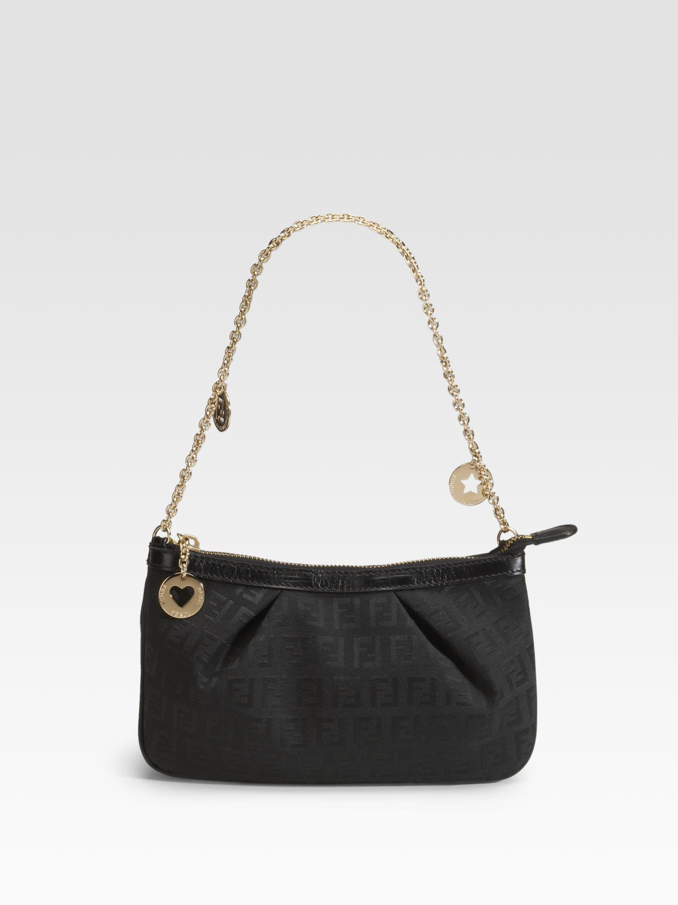 Fendi Chainstrap Forever Mini Pochette Bag in Black - Lyst
