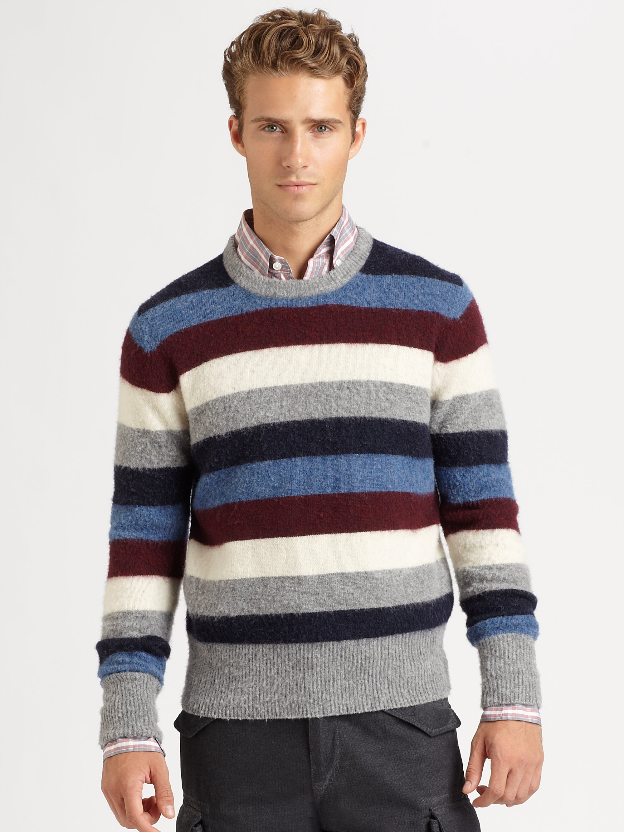 Lyst - Gant Shaggy Shetland Stripe Crewneck Sweater for Men
