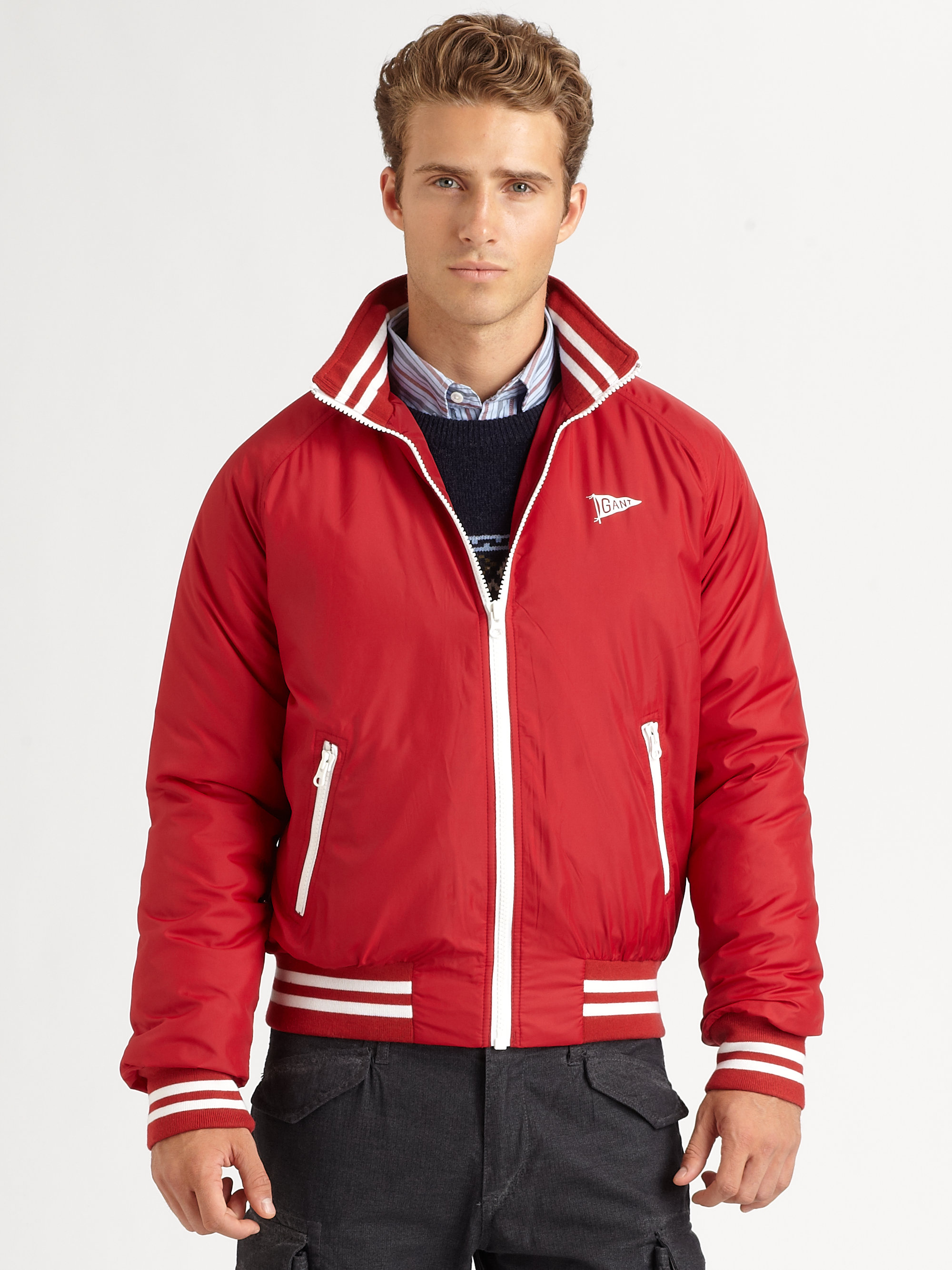 GANT Varsity Jacket Windbreaker in Red for Men - Lyst