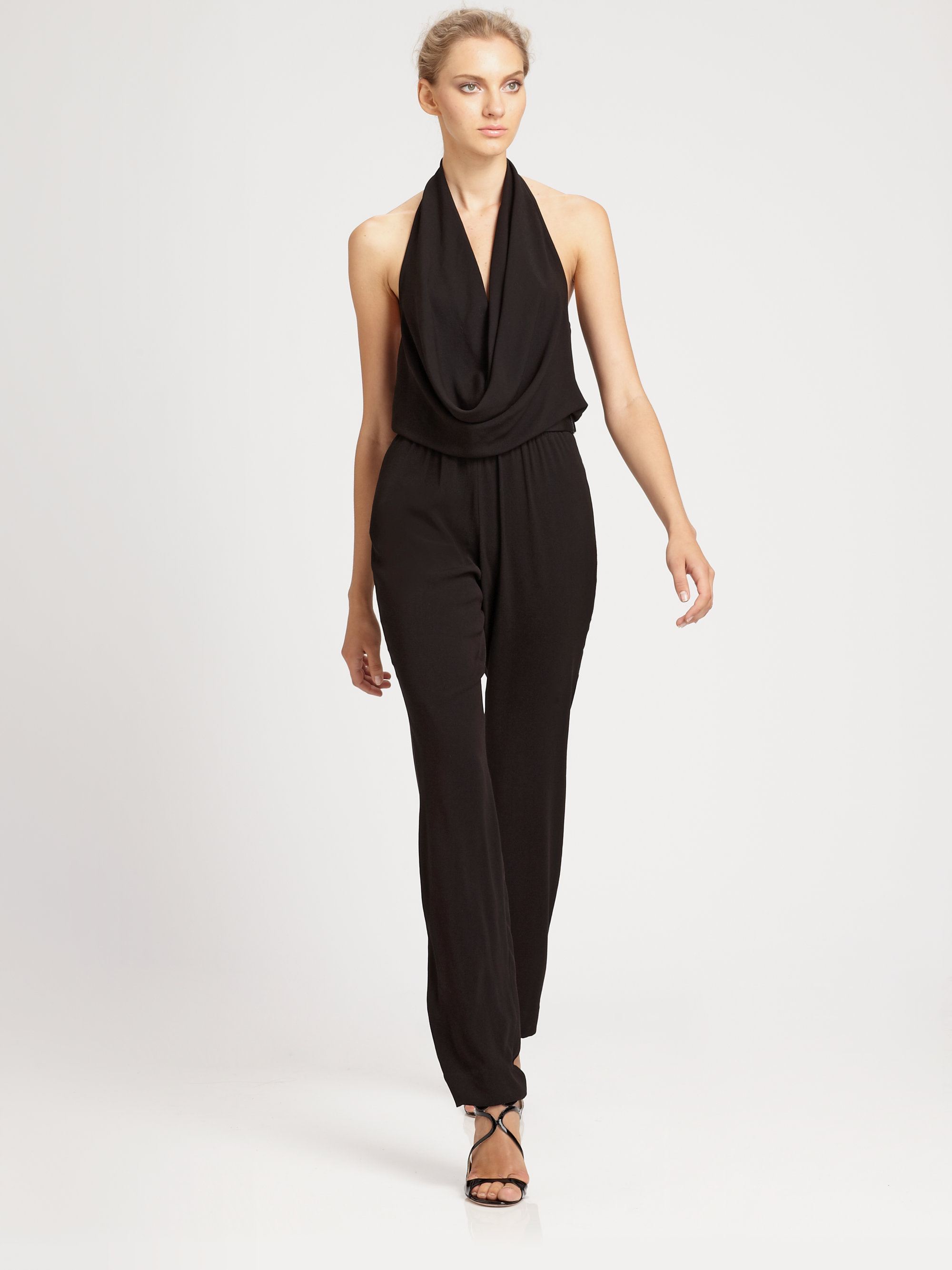 halston black jumpsuit