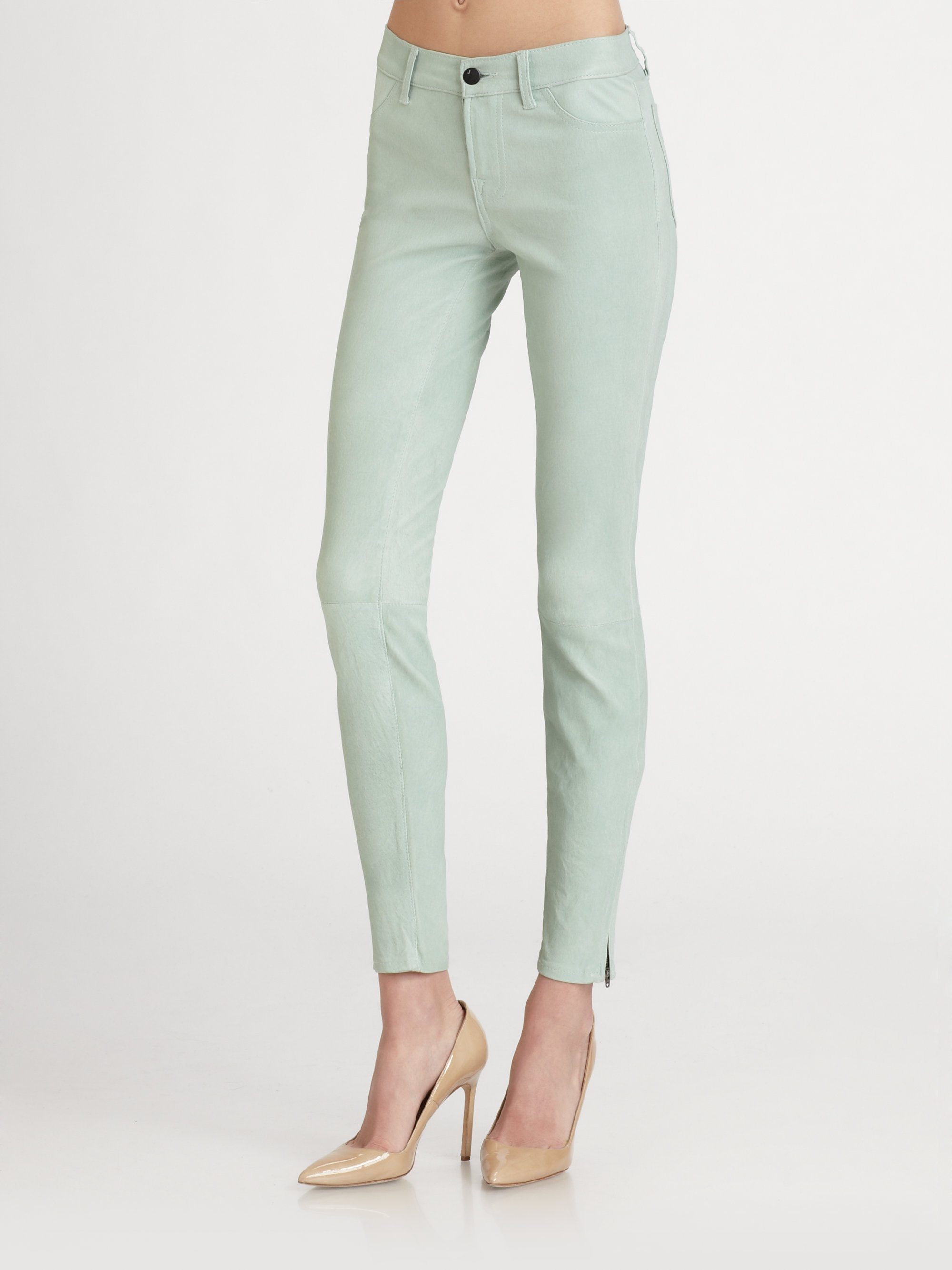 J Brand Leather Skinny Pants in Mint (Green) - Lyst