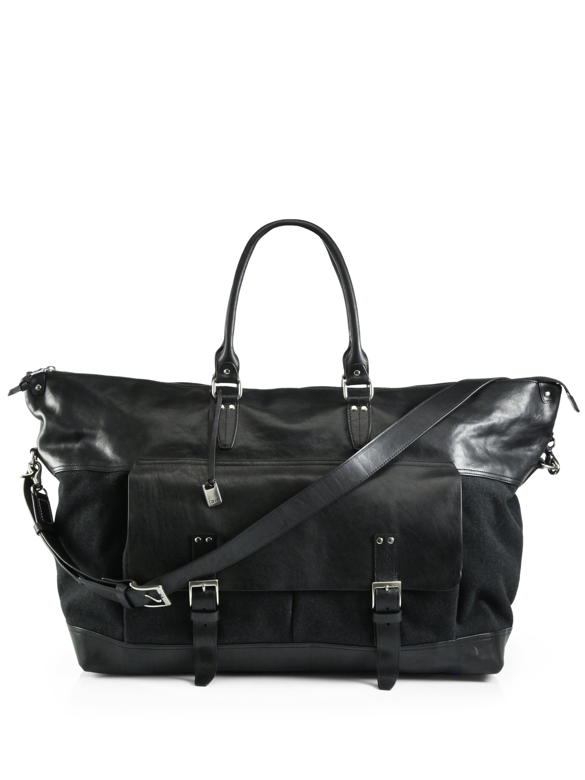 Lyst John Varvatos Mixed Media Duffle Bag in Black for Men