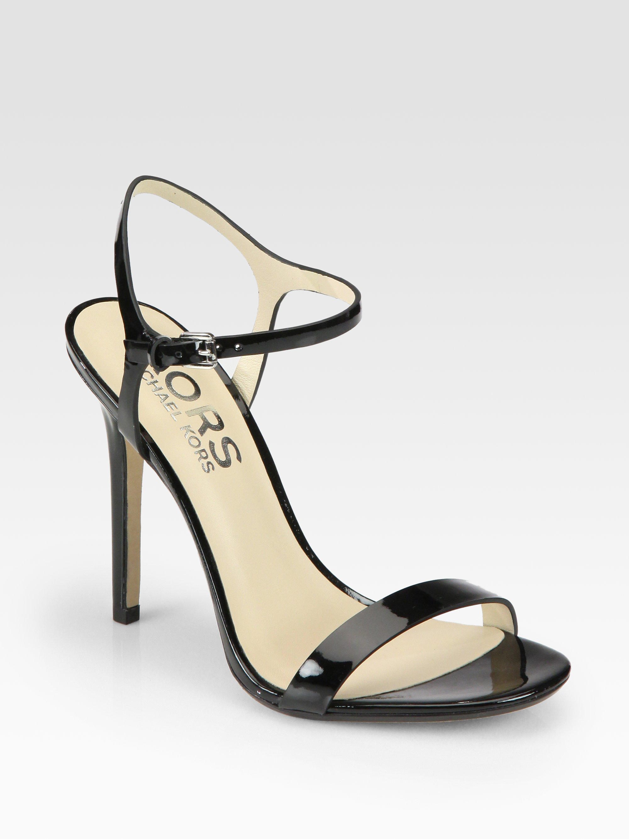 Kors By Michael Kors Mikaela Patent Leather Ankle Strap Sandals in ...