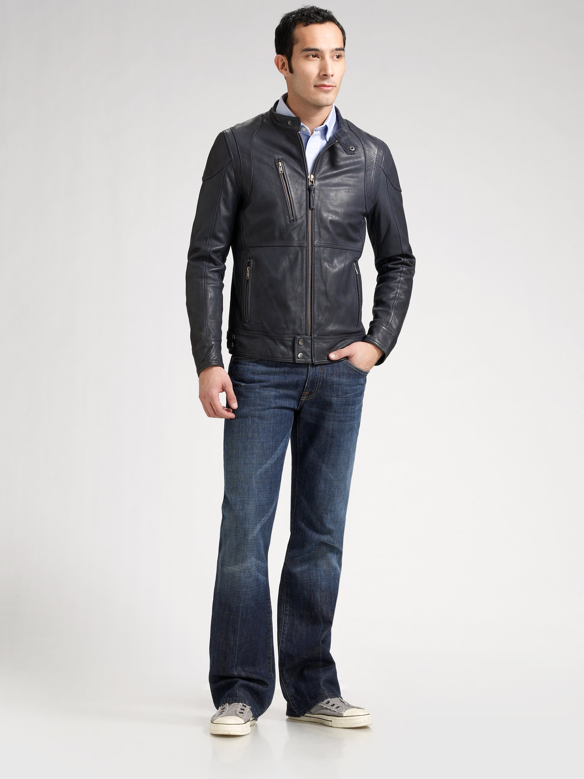 mackage black leather jacket