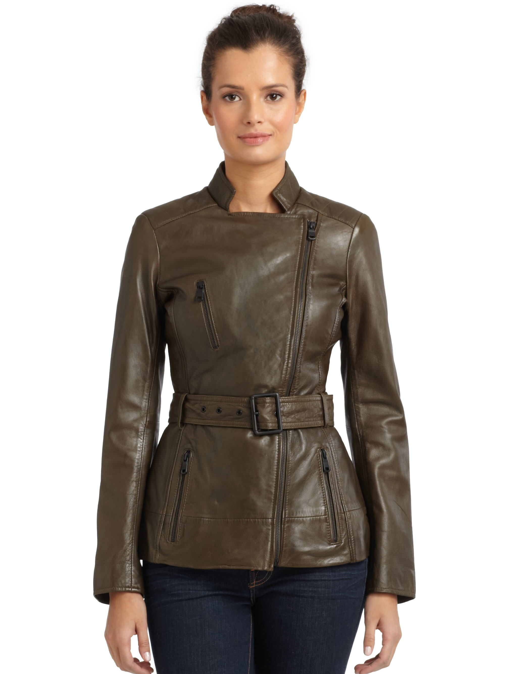 trapper leather coat