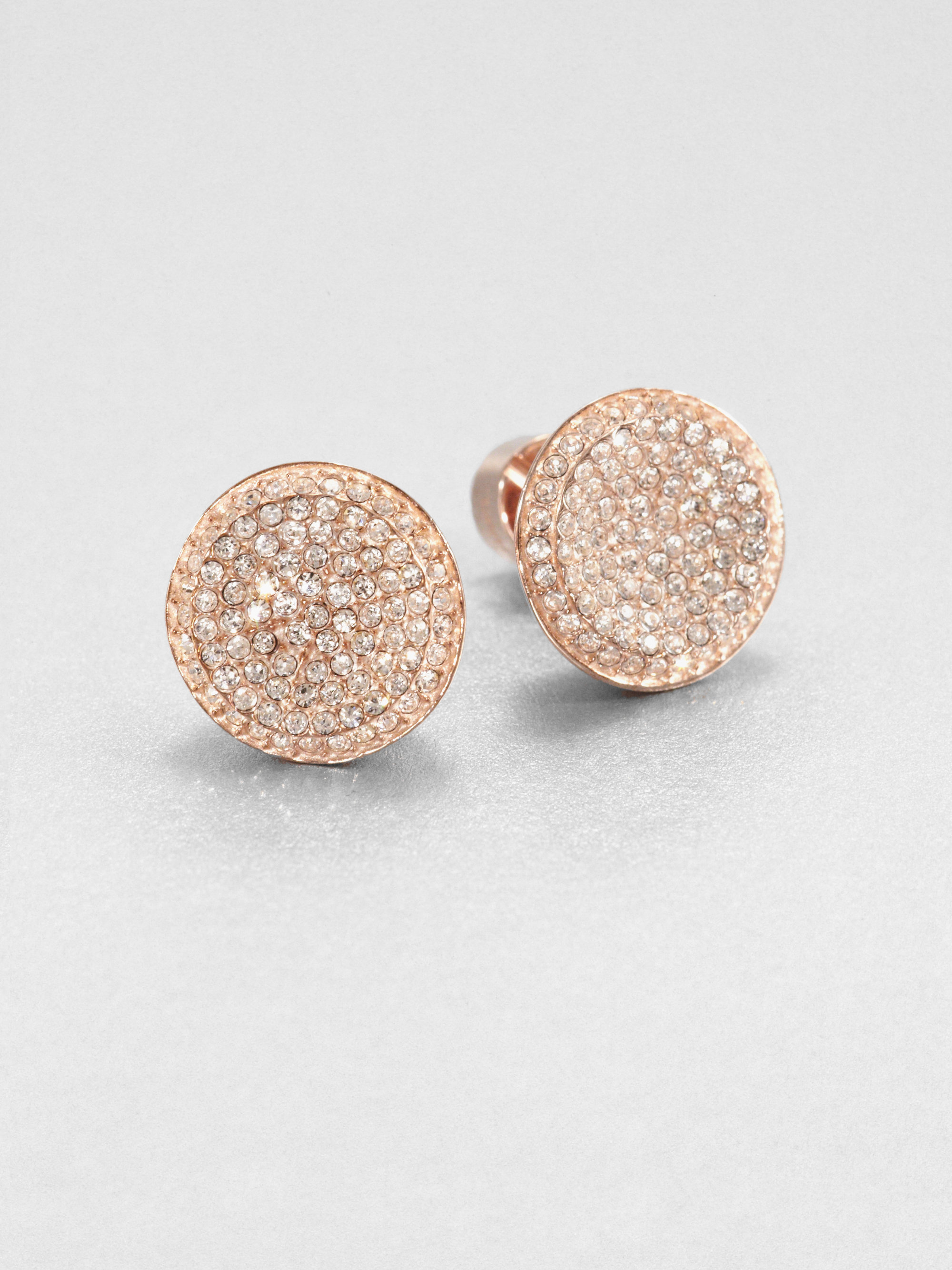 Michael Kors Concave Sparkle Stud Earrings in Rose Gold (Pink) - Lyst