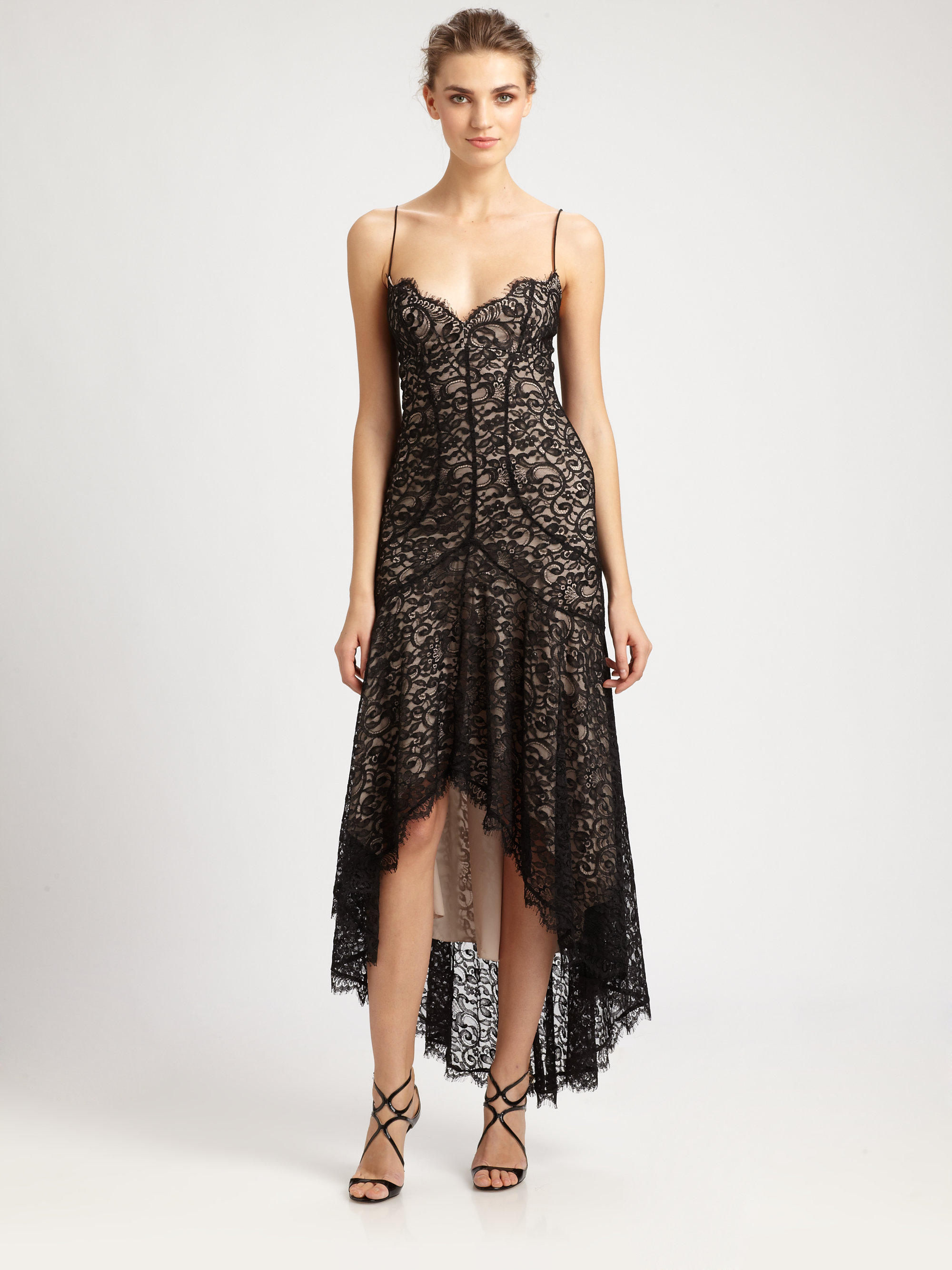 nicole miller black lace dress