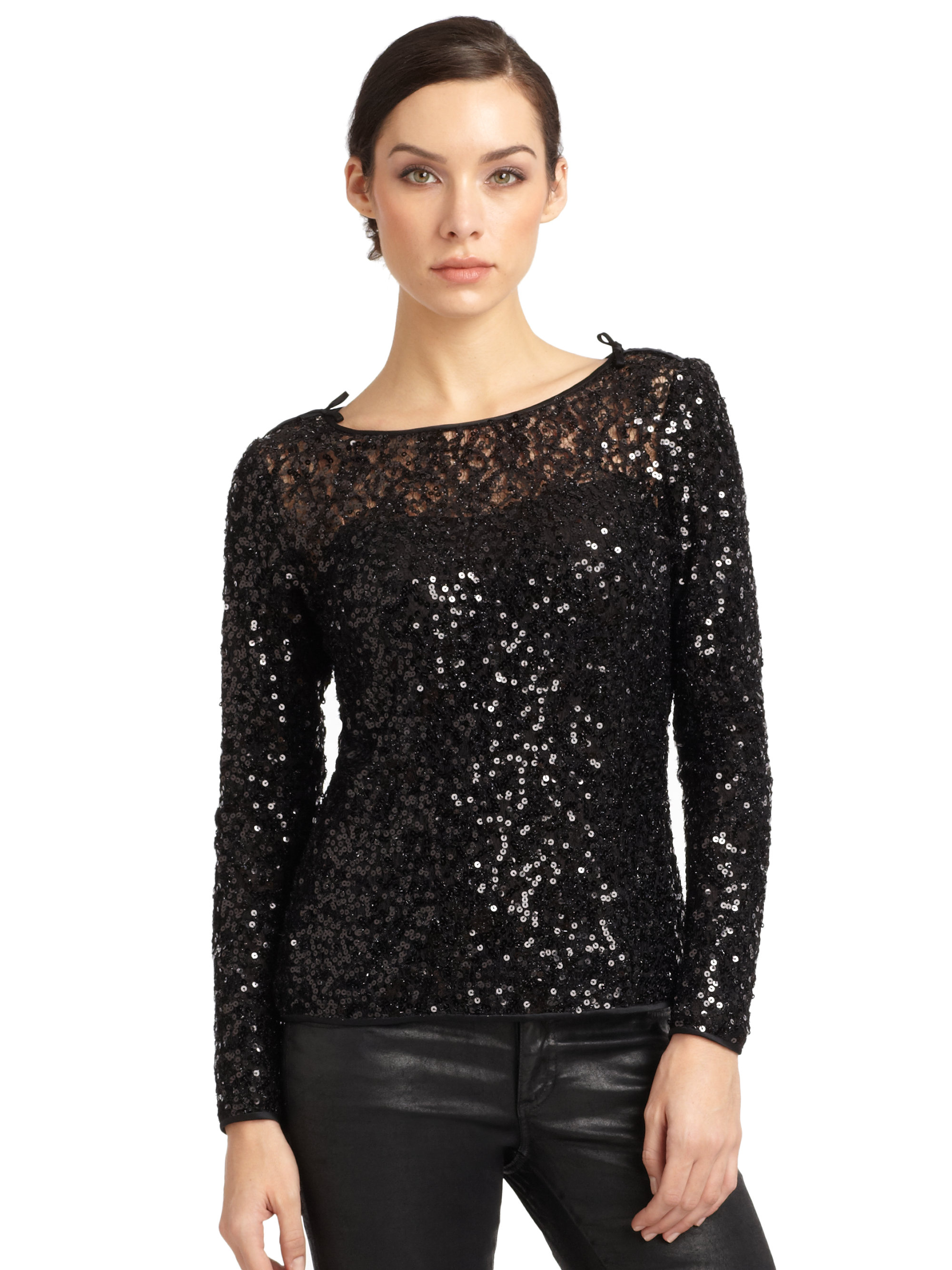 sparkly black long sleeve top