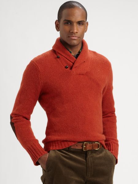 Polo Ralph Lauren Wool Shawl Collar Pullover in Orange for Men (buckley ...