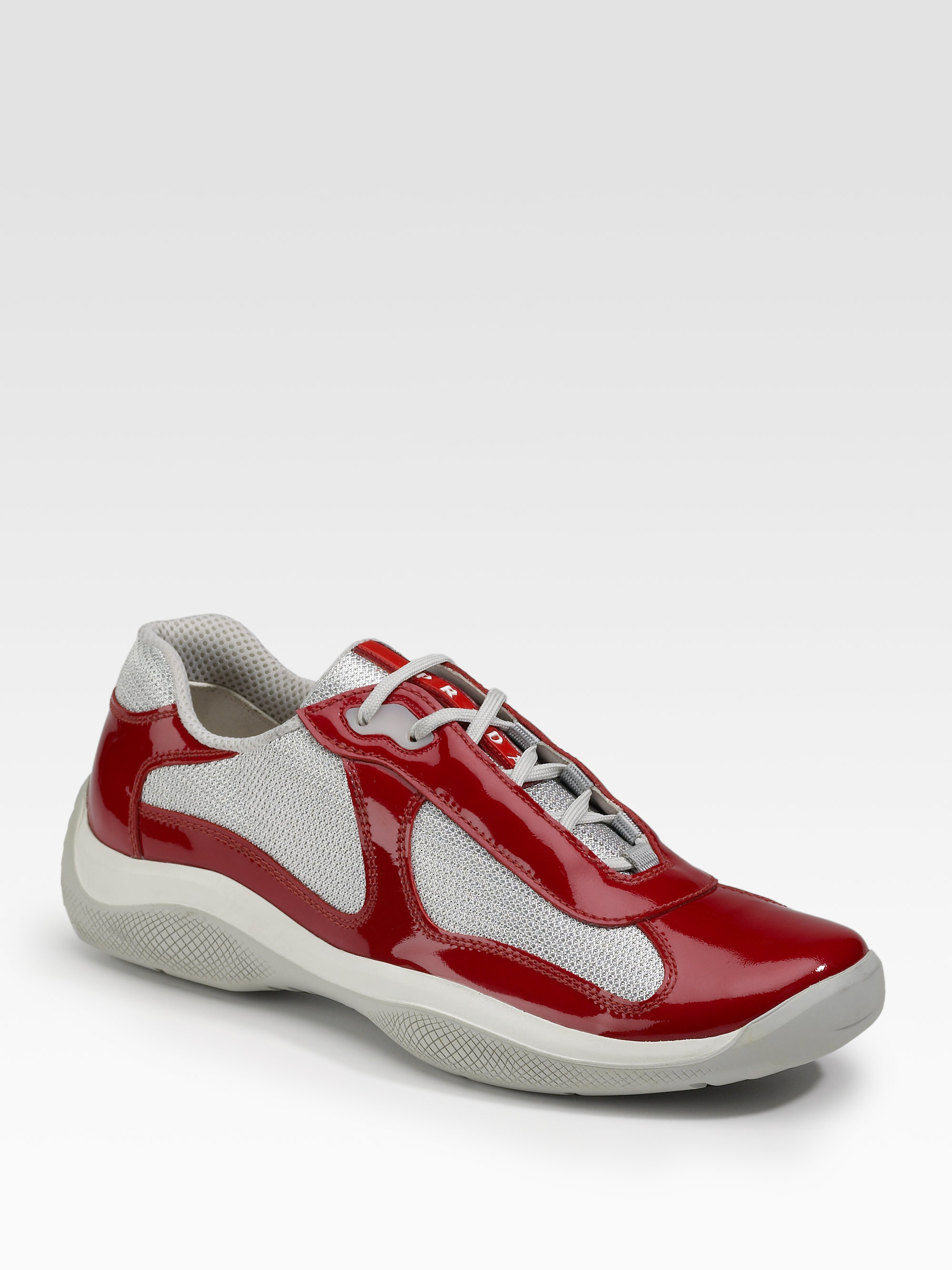 Prada Patent Sneakers in Cherry Red 