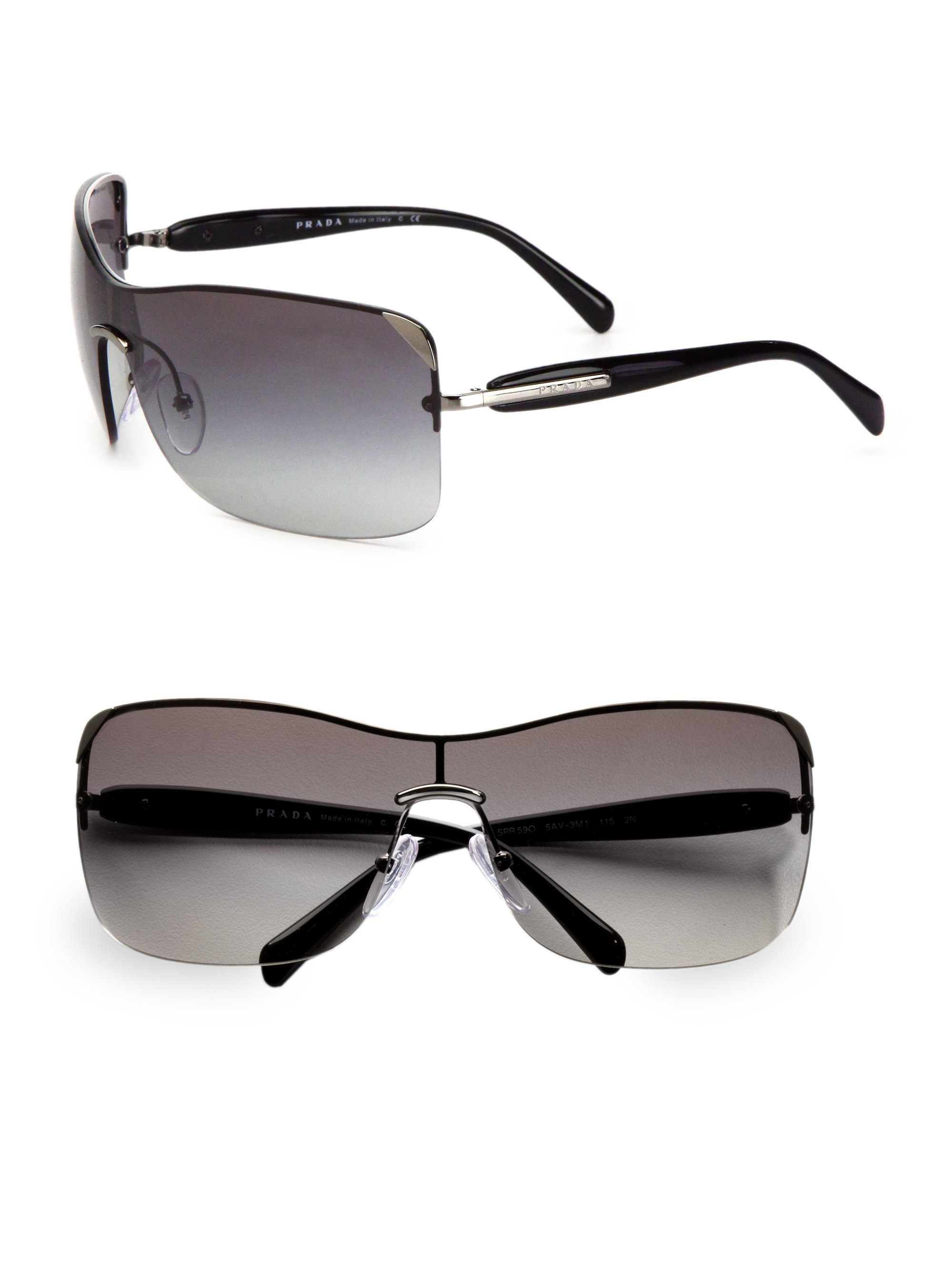 teacher Pursuit Parameters Prada Rectangular Rimless Shield Sunglasses in Brown | Lyst