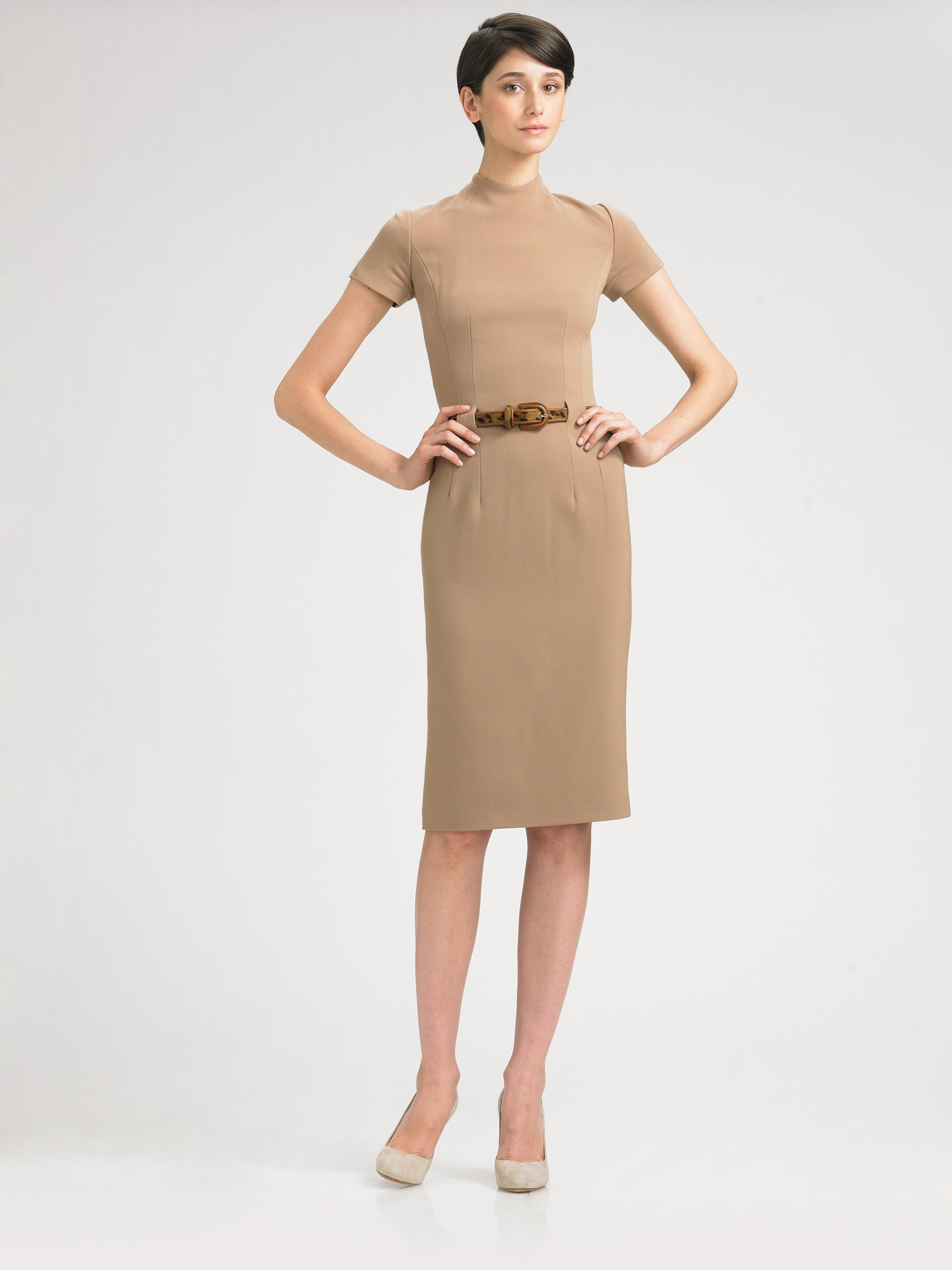 Ralph Lauren Black Label Belted Mock Turtleneck Dress in