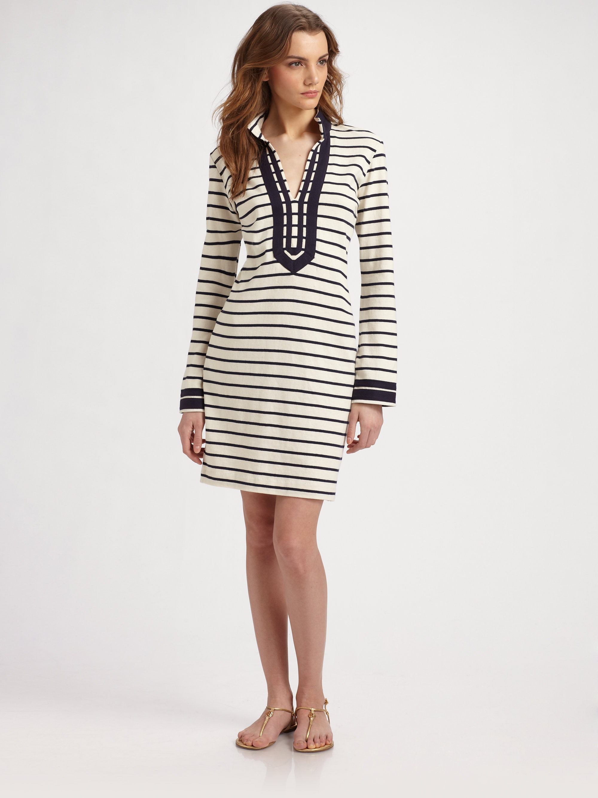 Tory Burch Tory Cotton Jersey Mini Dress in Black (natural me) | Lyst