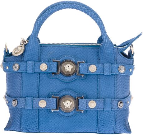 Versace Mini Python Print Handbag in Blue | Lyst