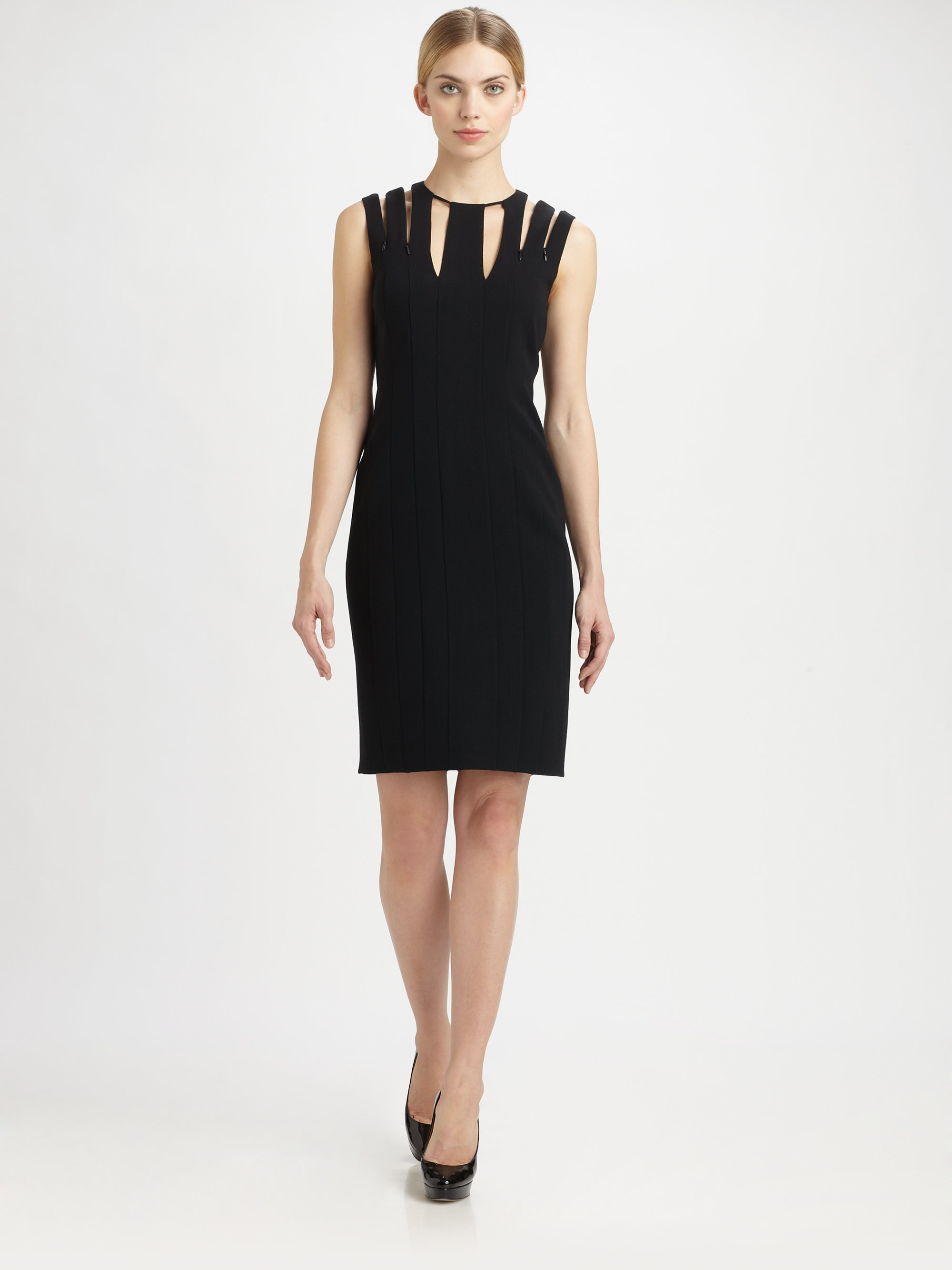 Lyst Akris Wool Zipper Dress in Black
