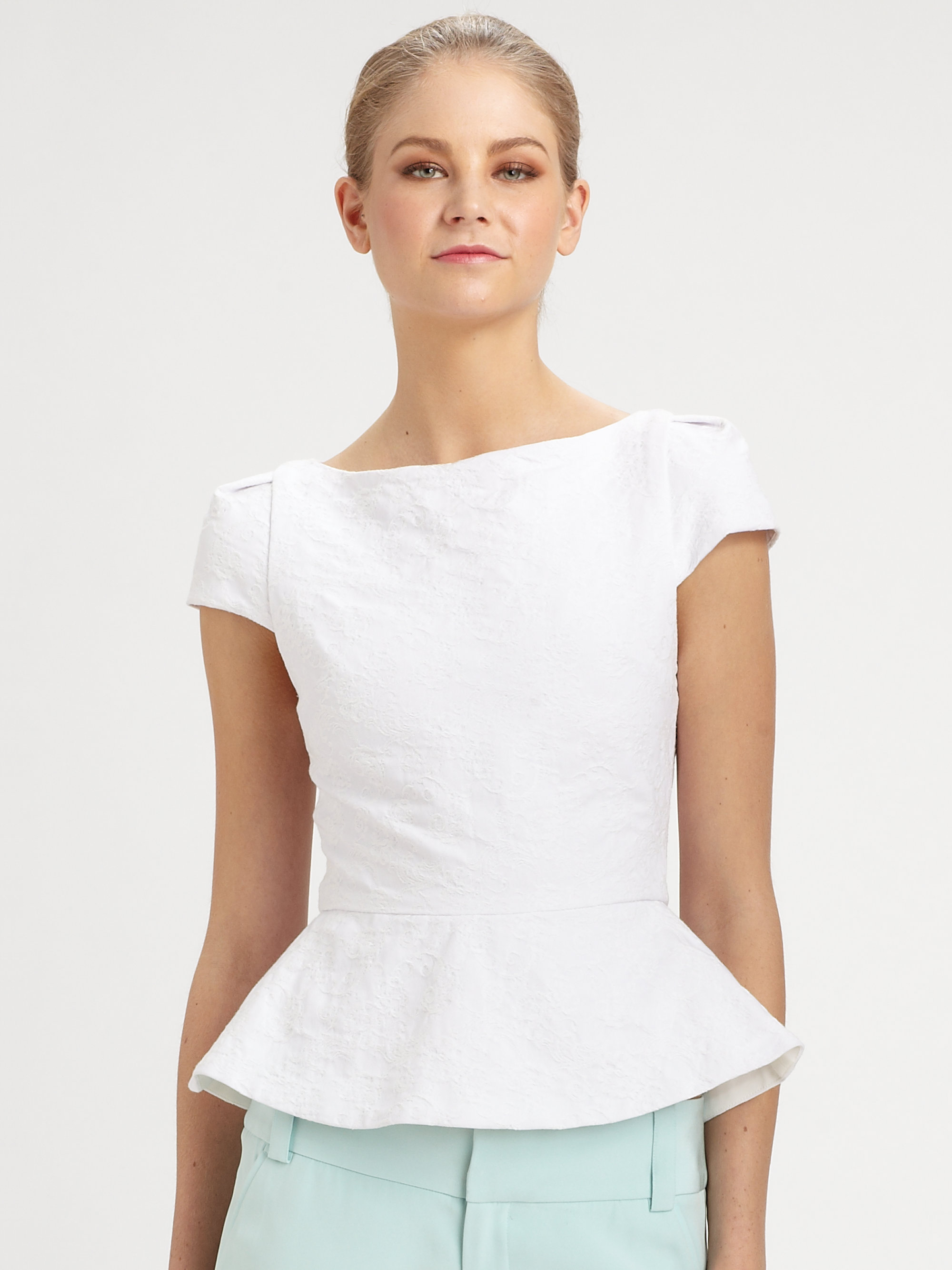 ladies white peplum top